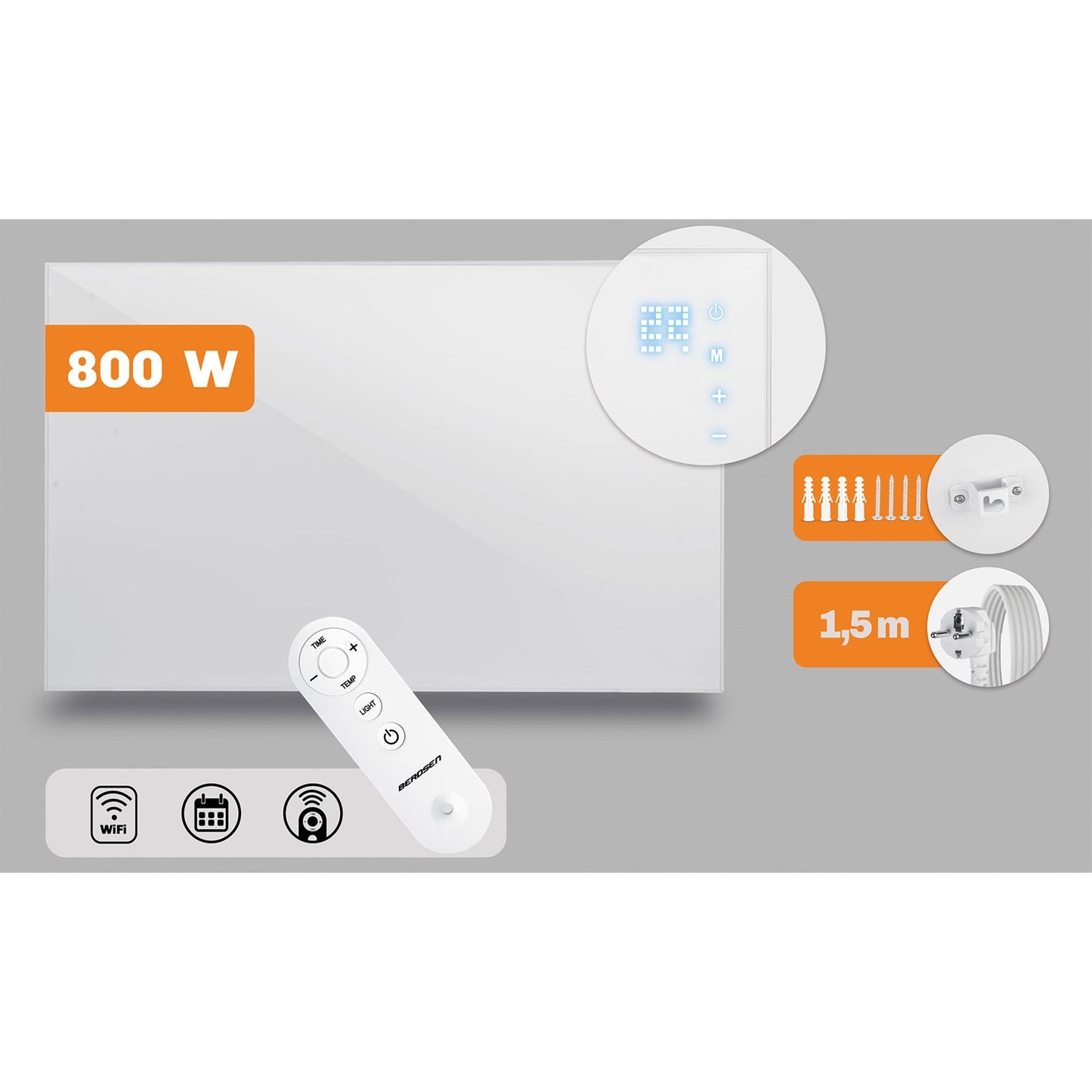 Infrared Heating Panel 800W with WiFi and Remote Control