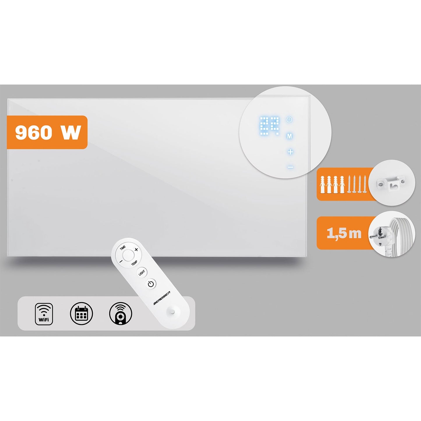 Infrared Heating Panel 960W with WiFi and Remote Control