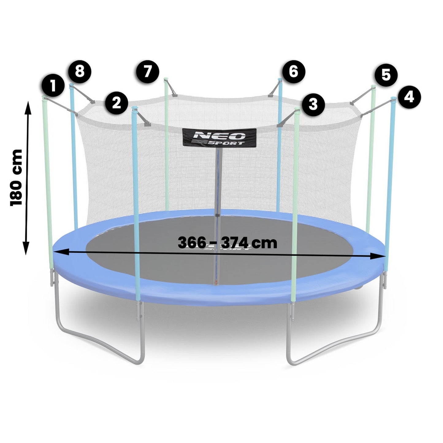 Inner trampoline net 374cm 12FT 8pcs Neo-Sport