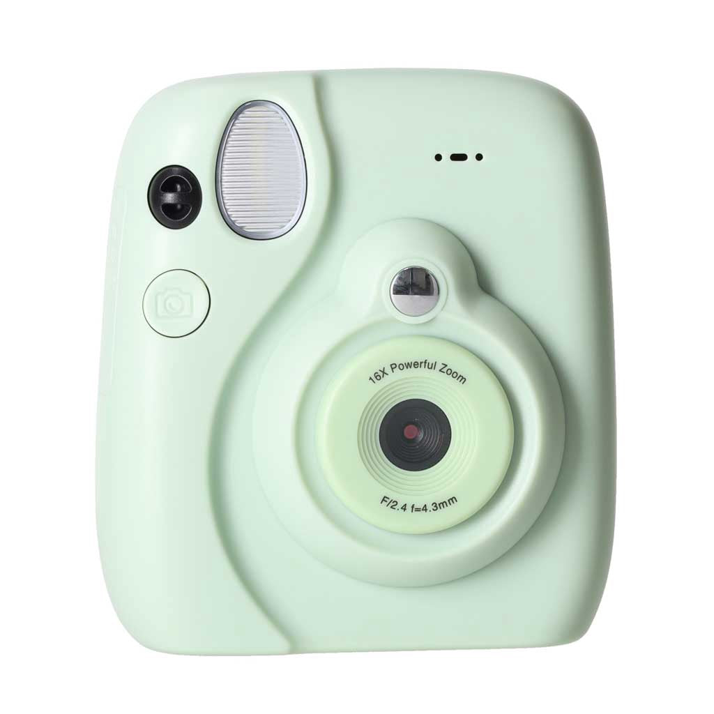 Instant Print Camera for Kids, 16x Zoom, Green