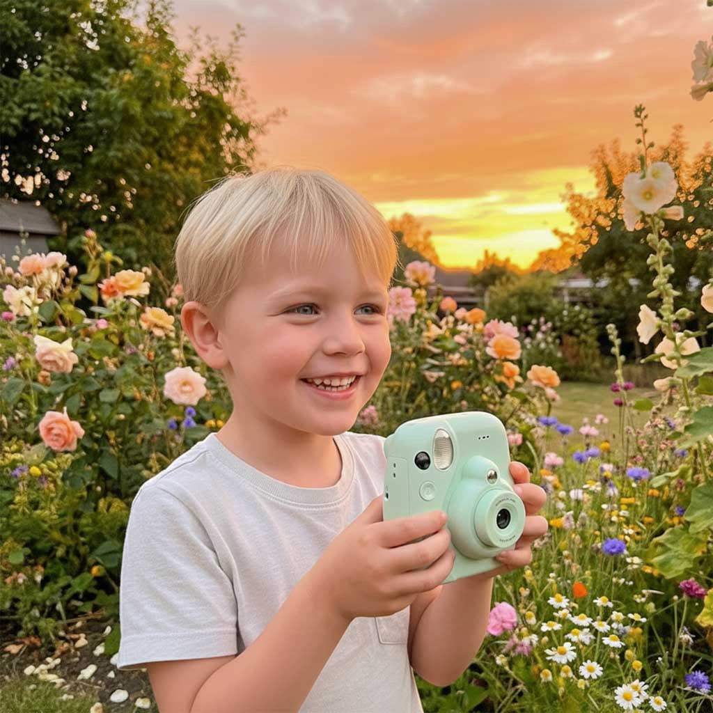 Instant Print Camera for Kids, 16x Zoom, Green