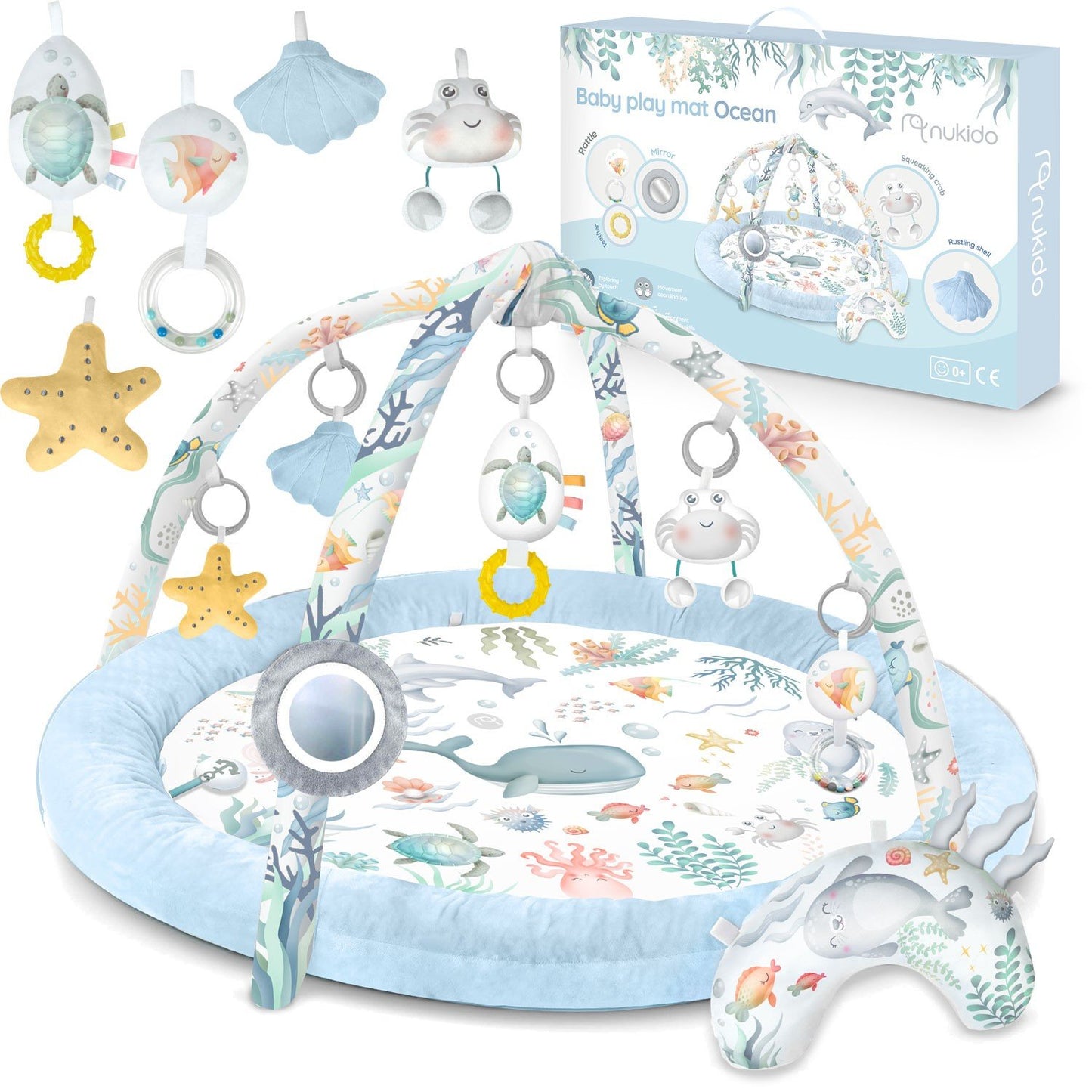 Interactive Ocean Play Mat with Toys and Pillow
