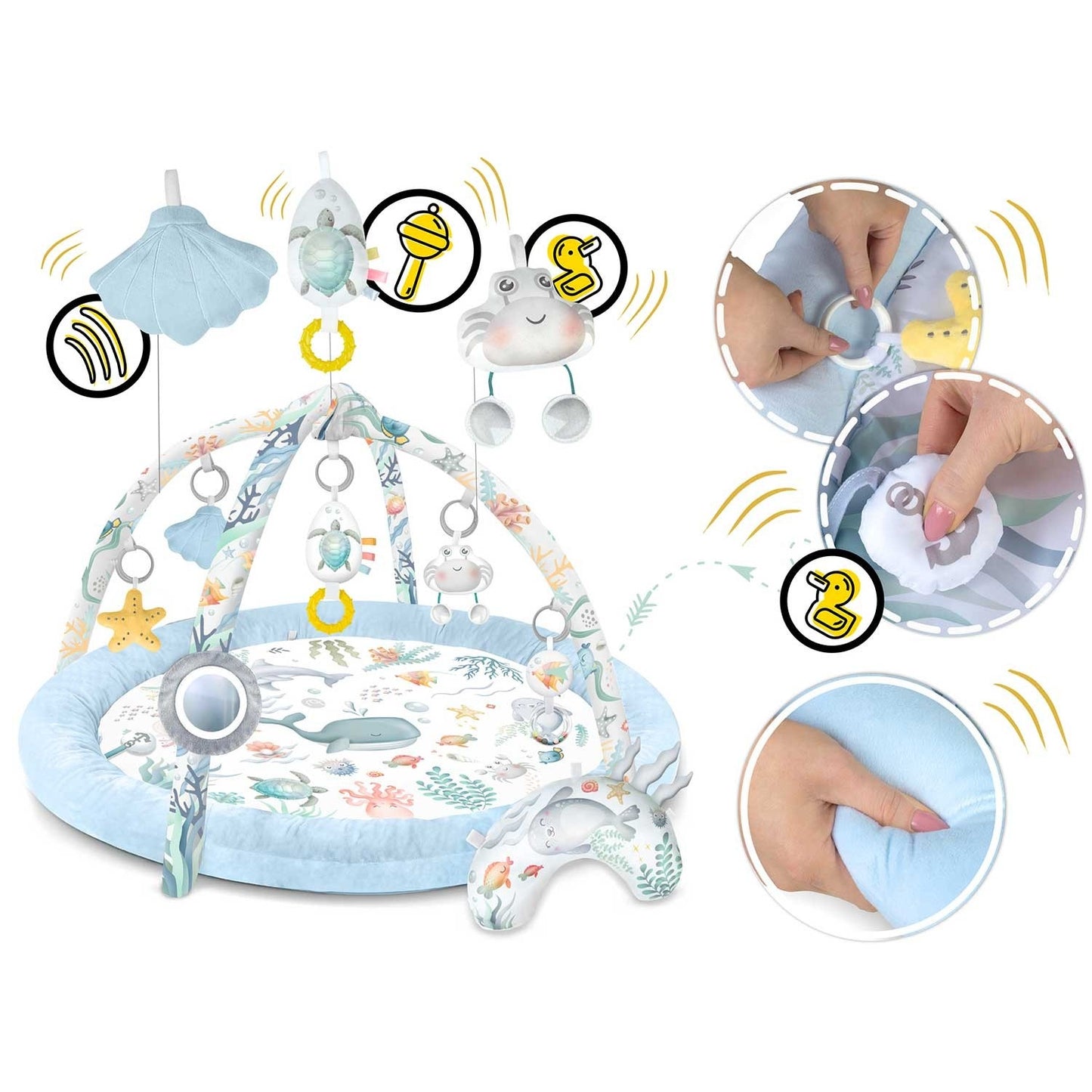 Interactive Ocean Play Mat with Toys and Pillow