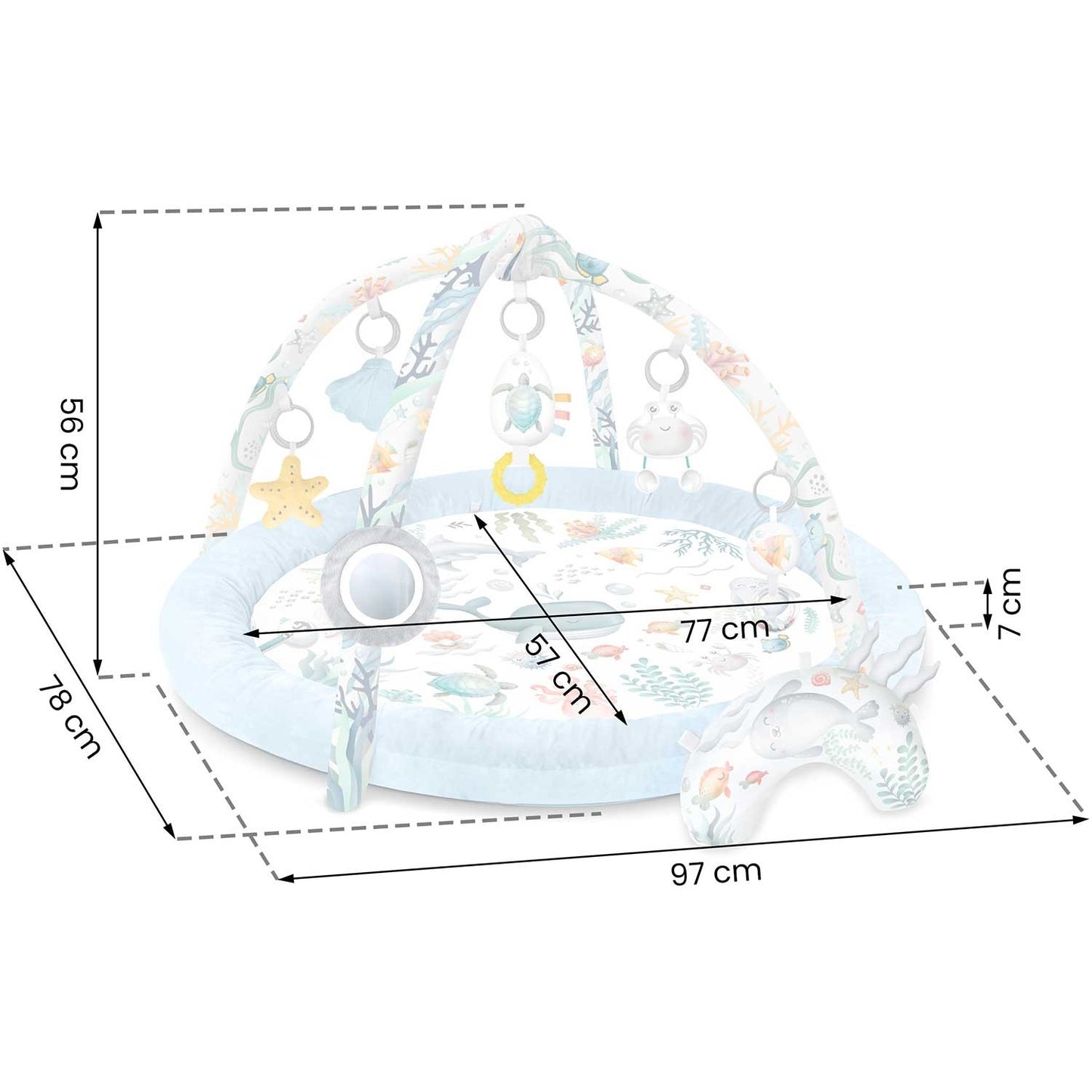 Interactive Ocean Play Mat with Toys and Pillow