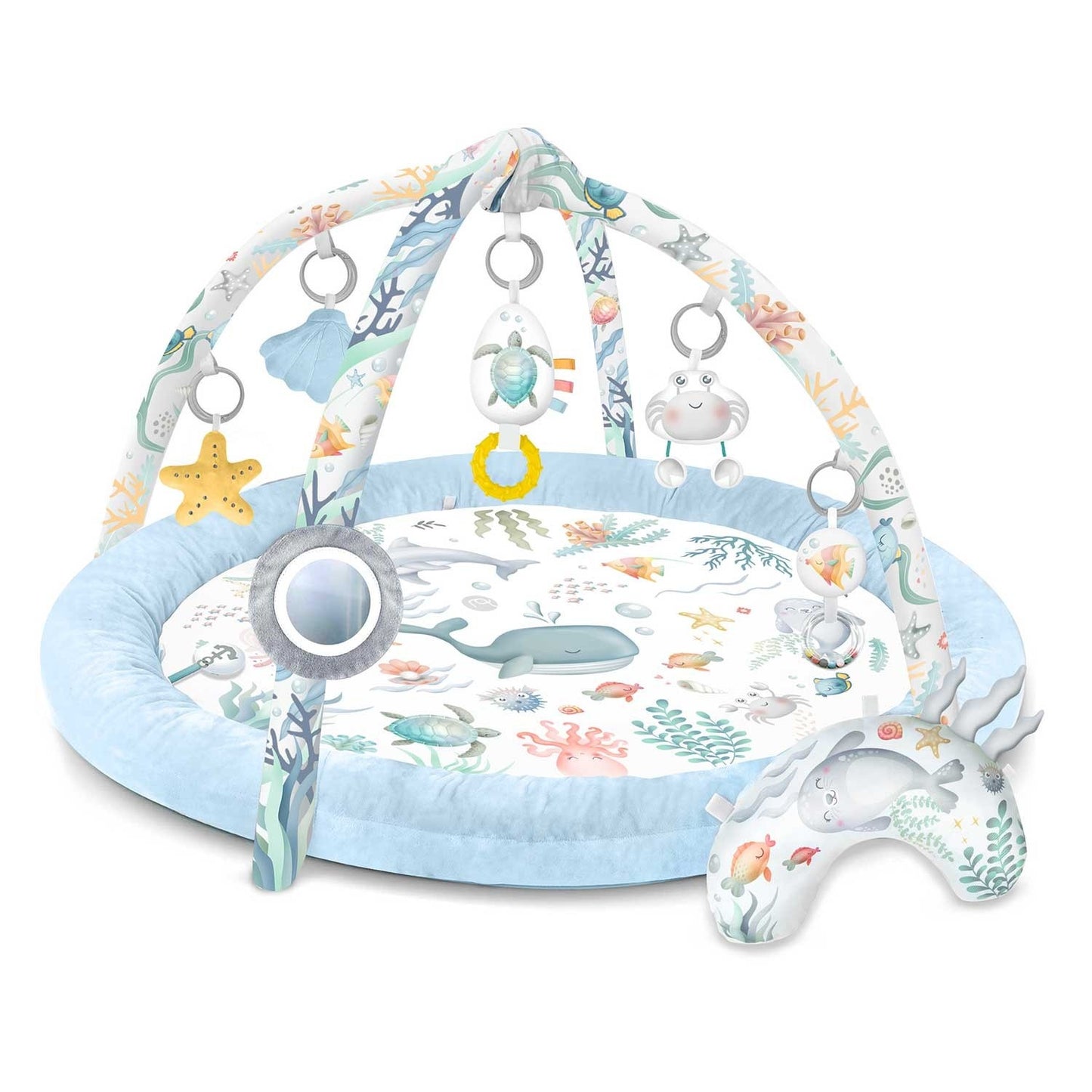 Interactive Ocean Play Mat with Toys and Pillow