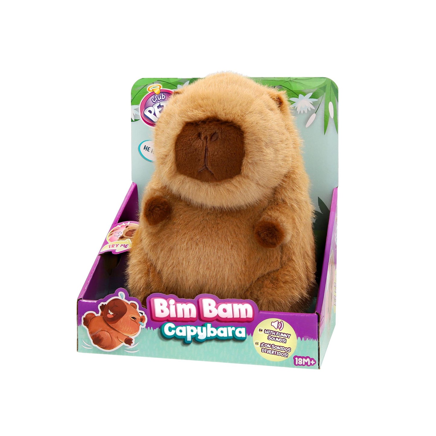 Interactive Capybara Plush Toy, 16 cm, Laughing & Bouncing
