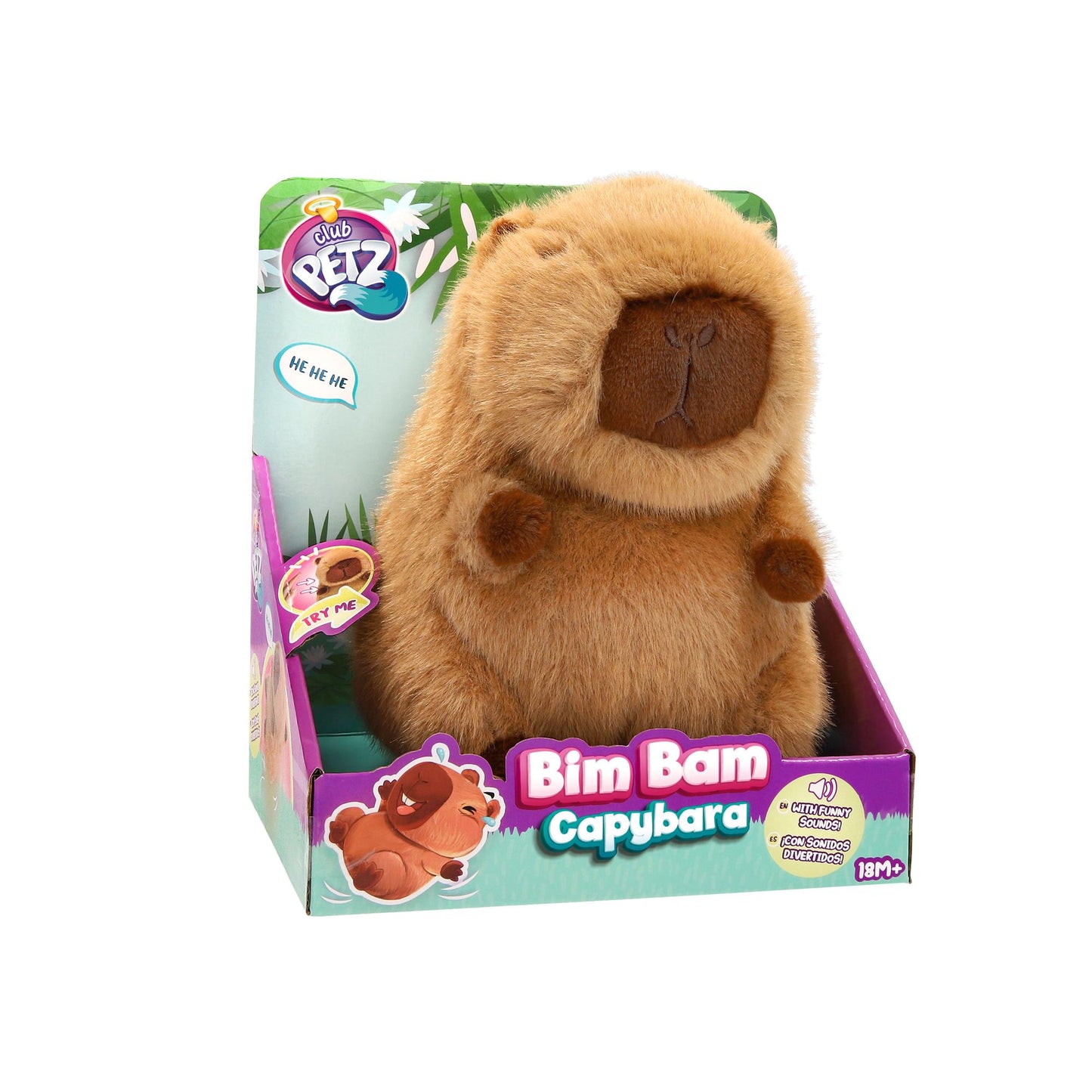 Interactive Capybara Plush Toy, 16 cm, Laughing & Bouncing