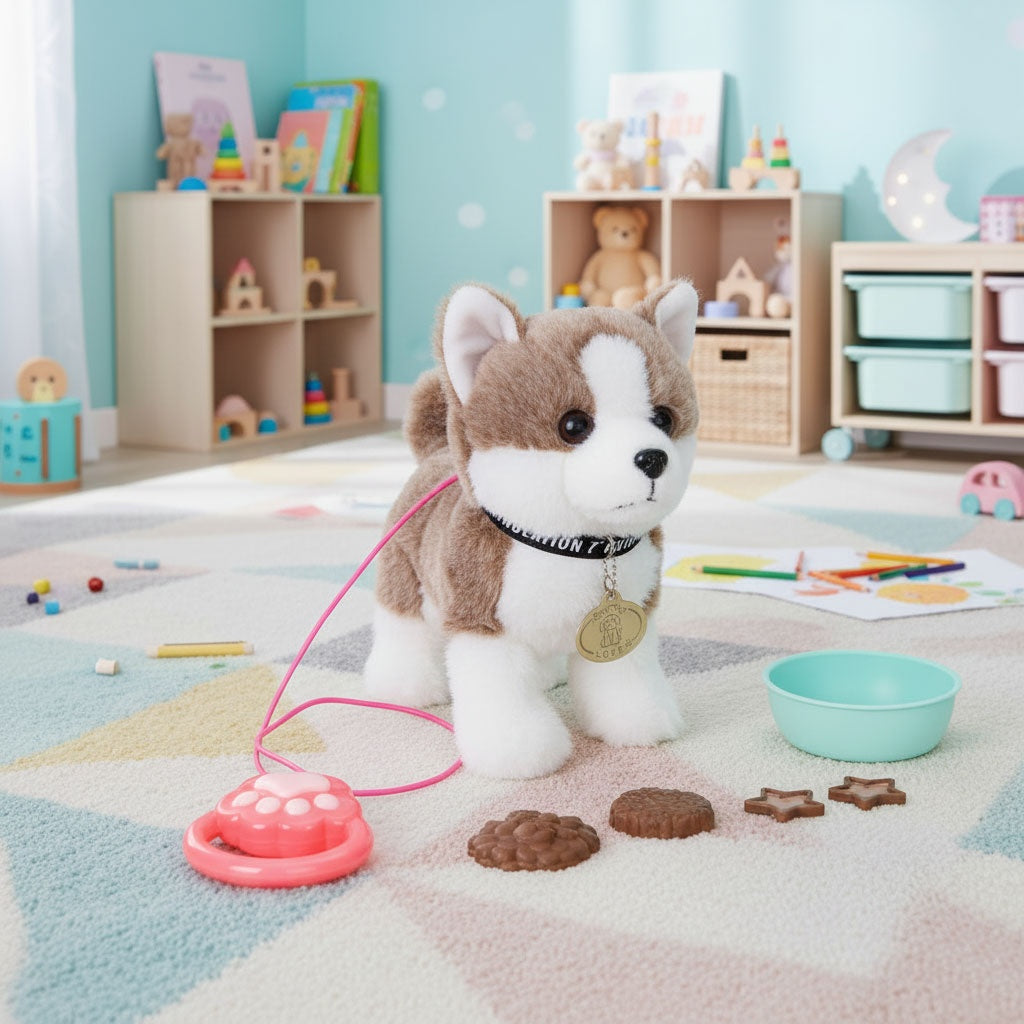 Interactive Puppy Toy with Leash, Melodies, Feeding Set