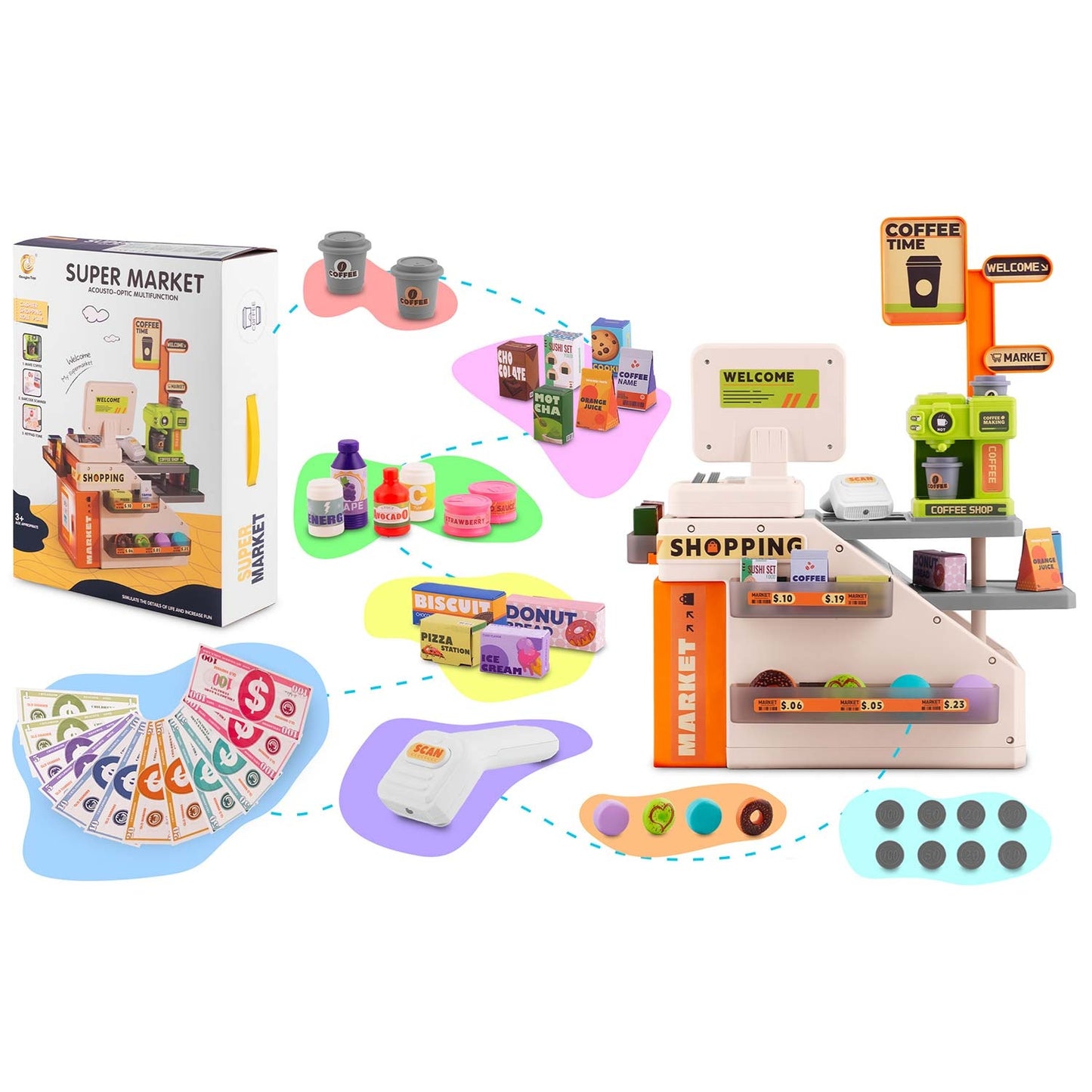 Interactive Toy Cash Register with Accessories Set