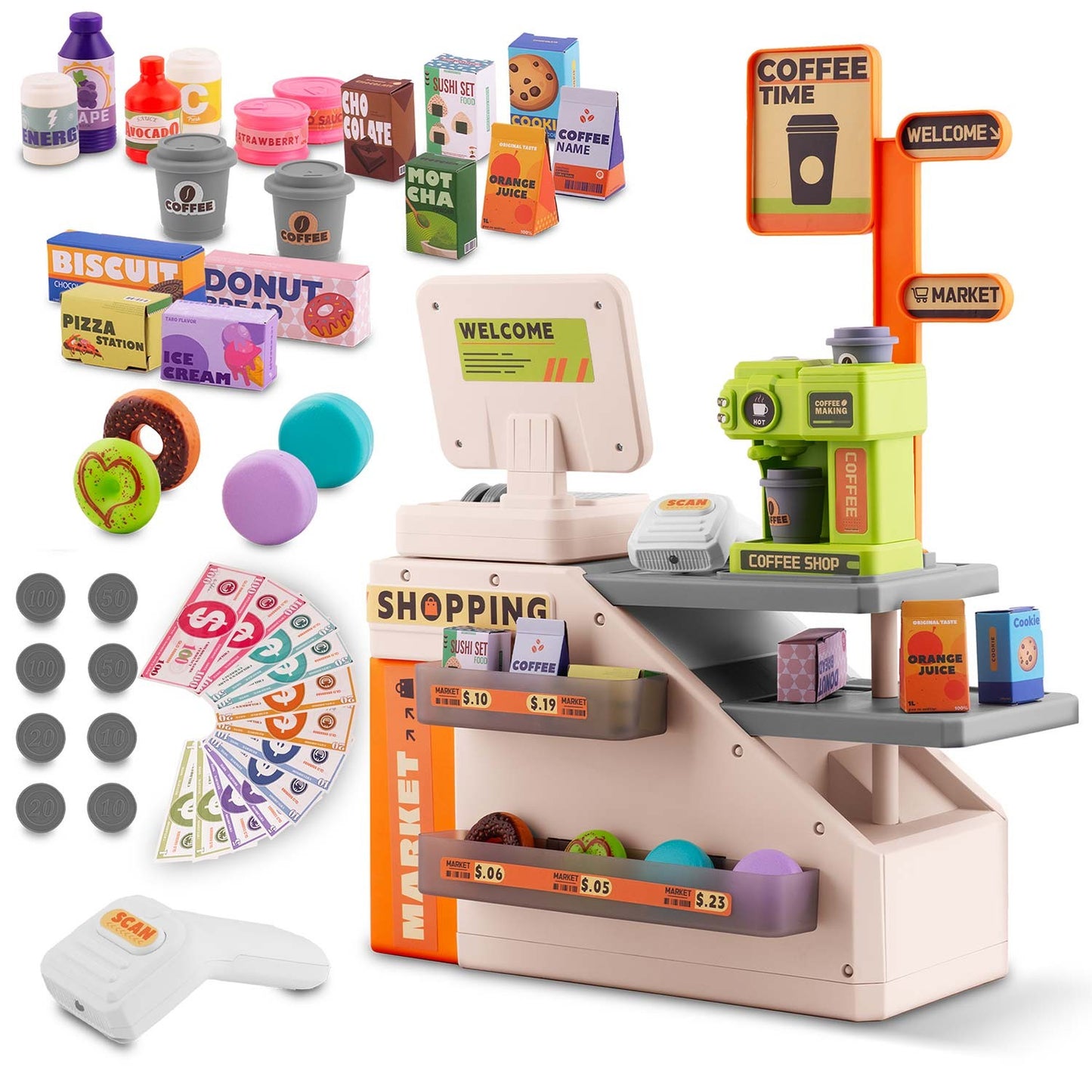 Interactive Toy Cash Register with Accessories Set