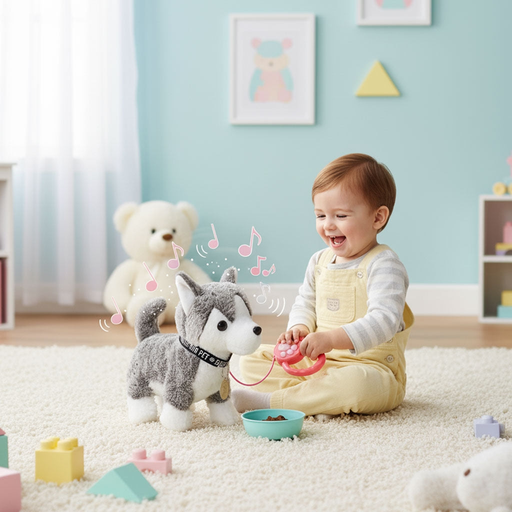 Interactive Walking Puppy Toy with Sounds and Accessories