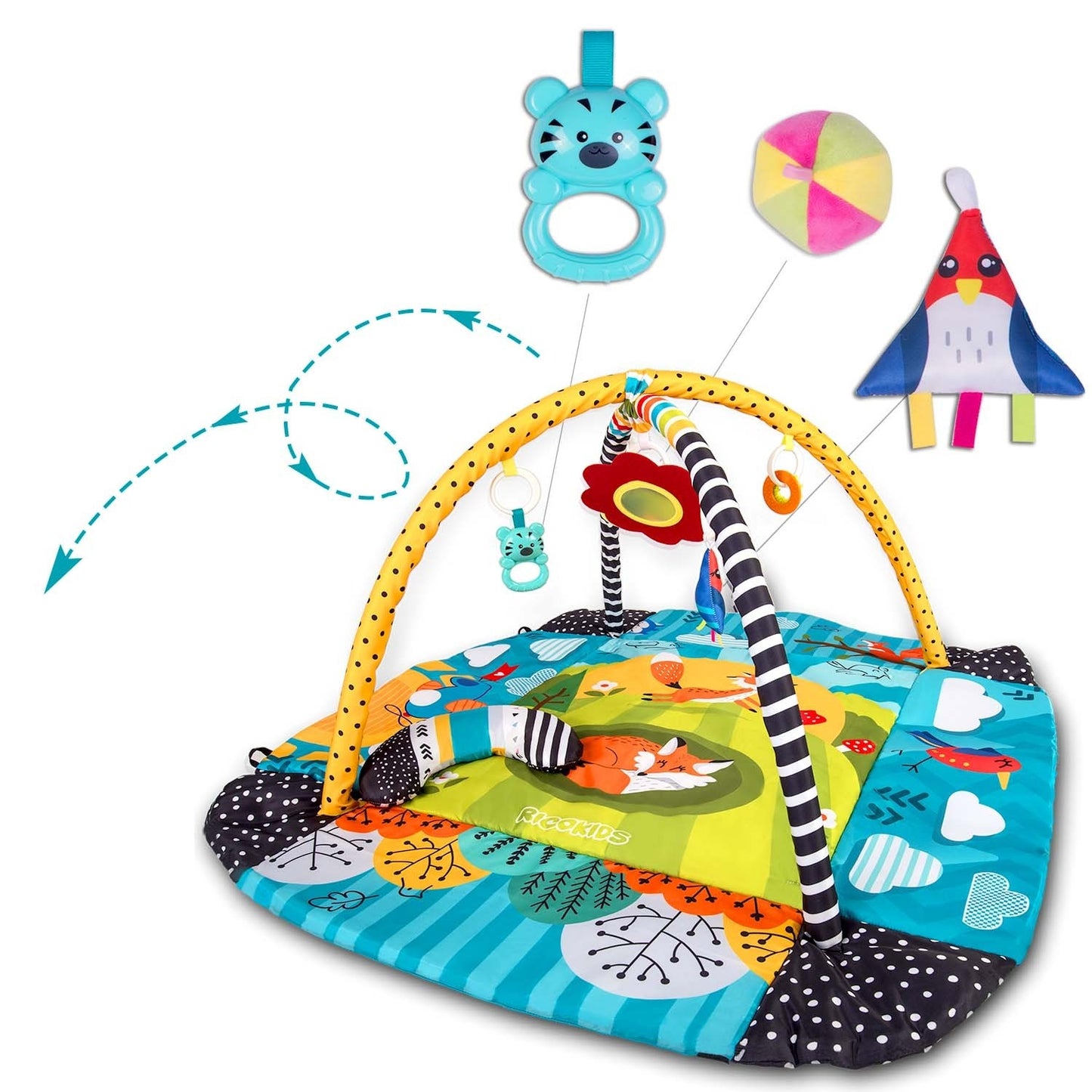 Interactive and educational play mat 110 x 100 cm, Räven Ricokids