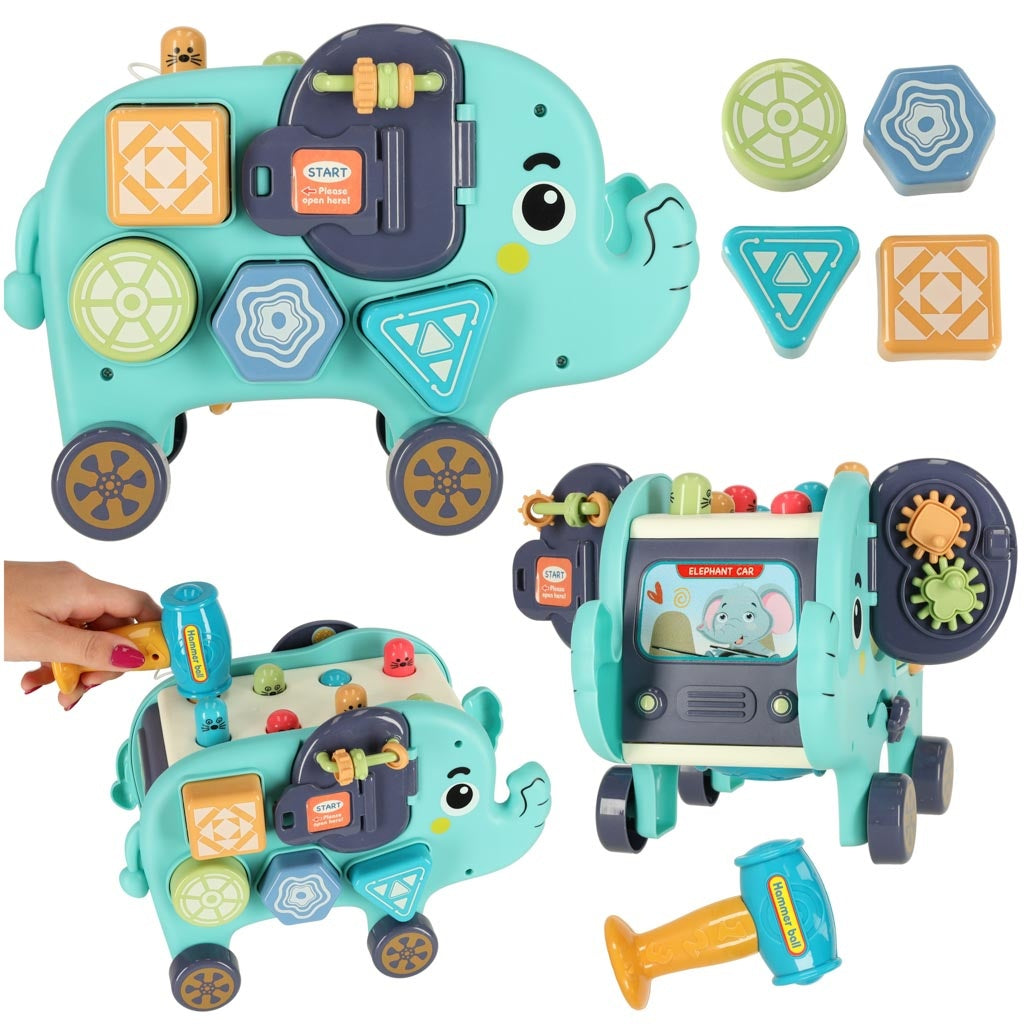 Interactive montessori elephant pounder sorter blocks hammer 26cm