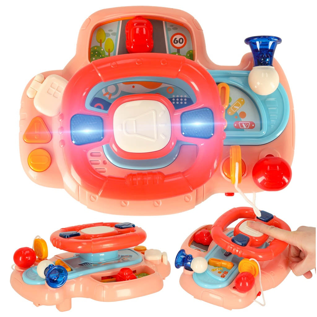 Interactive steering wheel music sounds pink