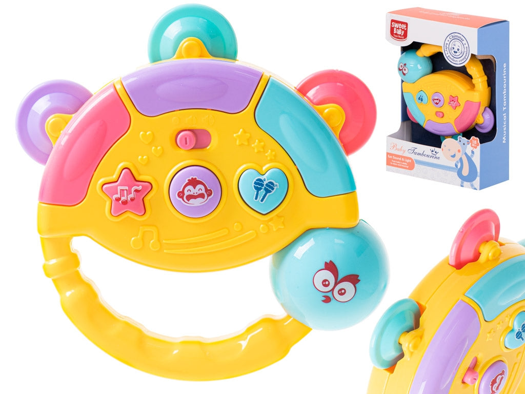 Interactive tambourine musical toy yellow