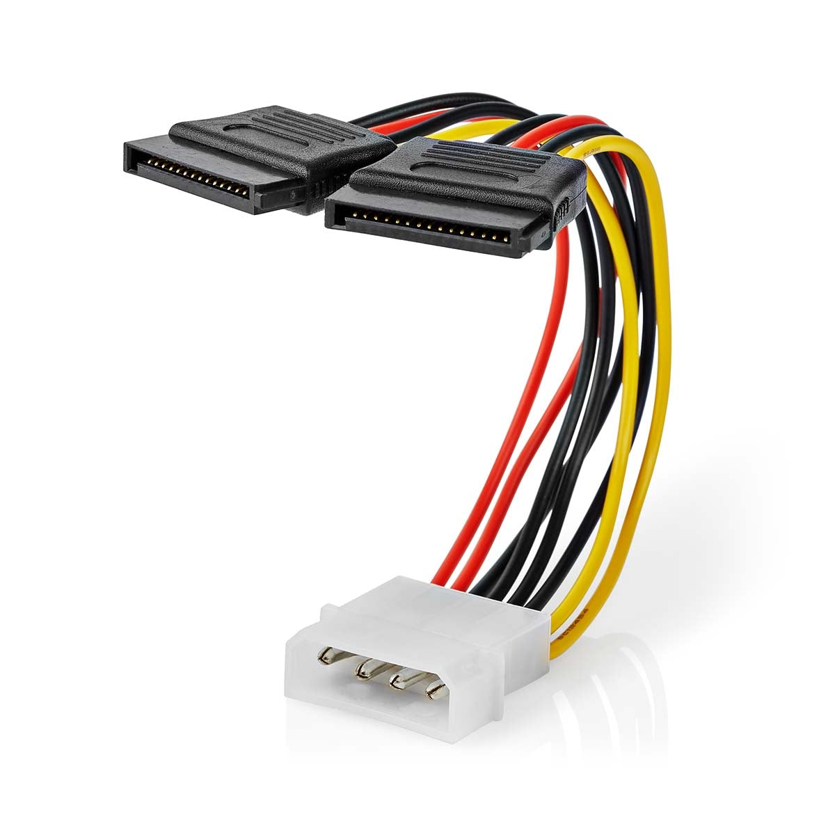 Internal Power Cable | Molex Male | 2x SATA 15-Pin Female | Gold Plated | 0.15 m | Round | PVC | Multicolored | Envelope