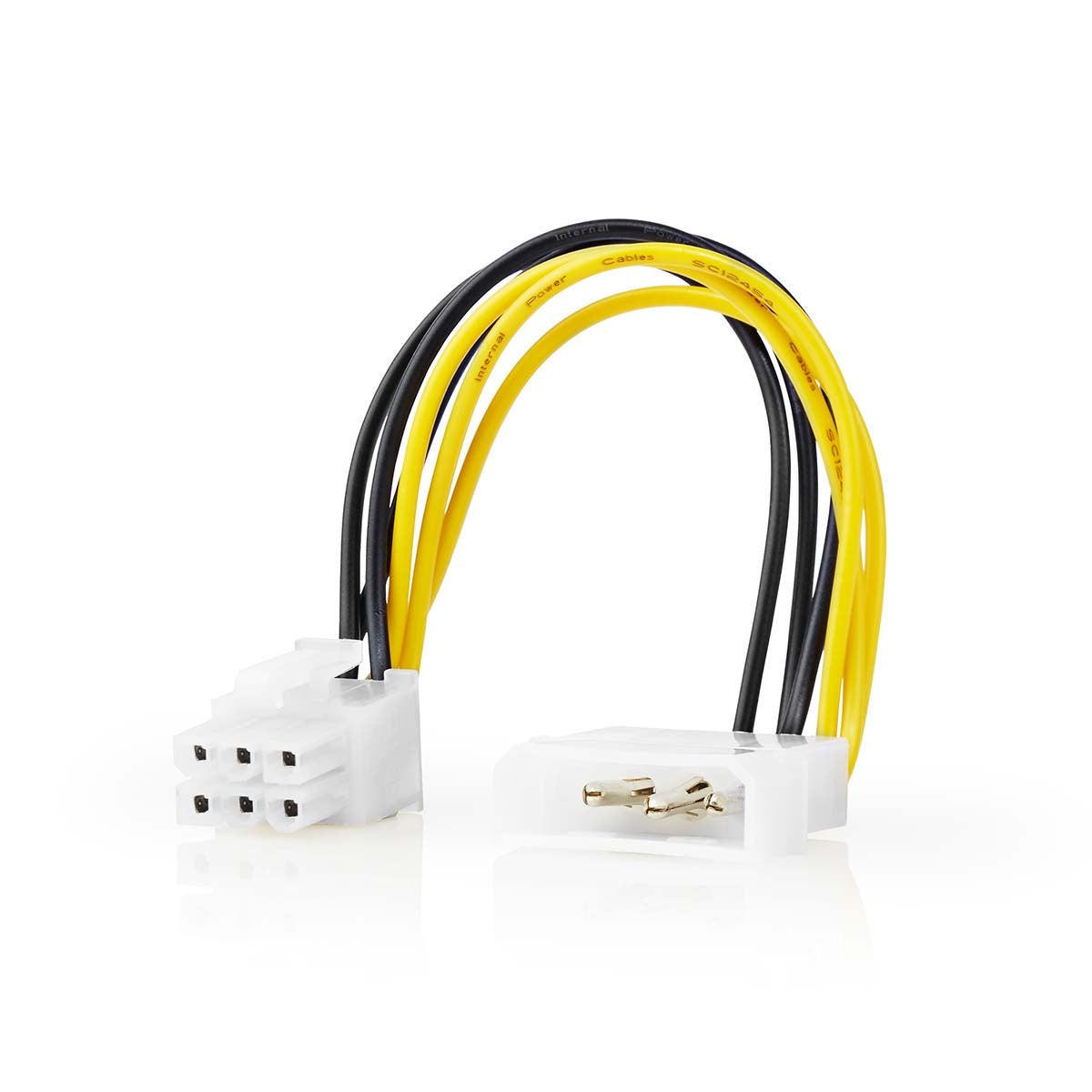 Internal Power Cable | Molex Male | PCI Express Male | Gold Plated | 0.20 m | Round | PVC | Yellow / Black | Envelope