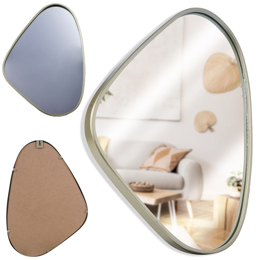 Irregular wall mirror with champagne gold frame
