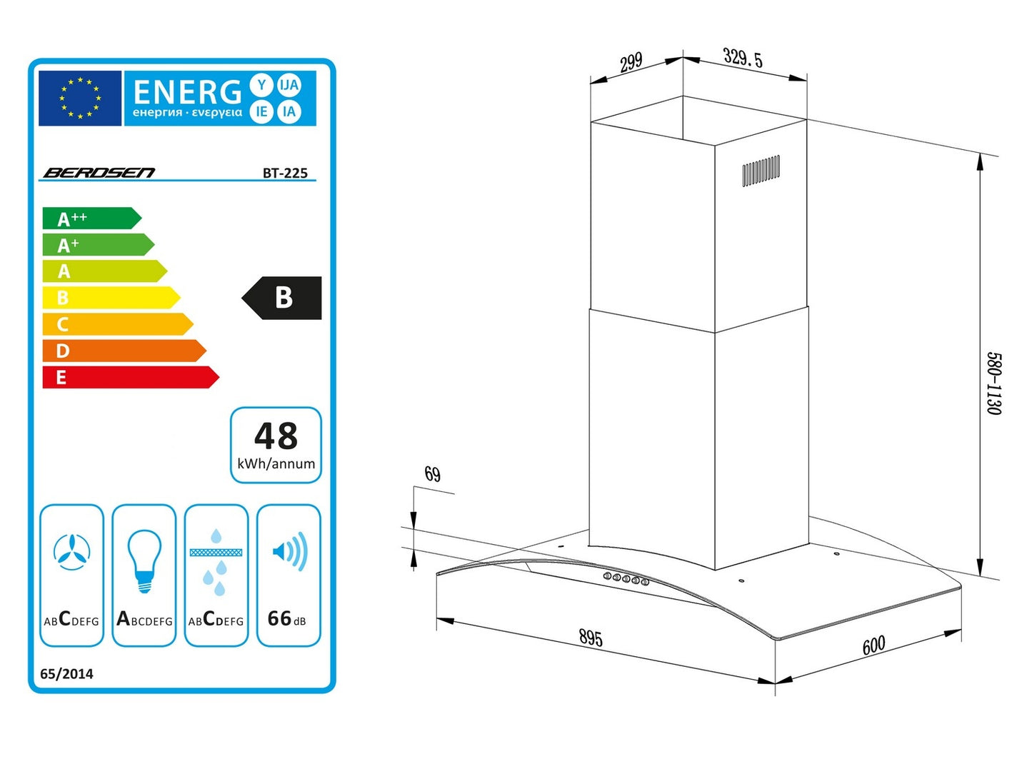 Island kitchen hood 90 cm Berdsen BT-225