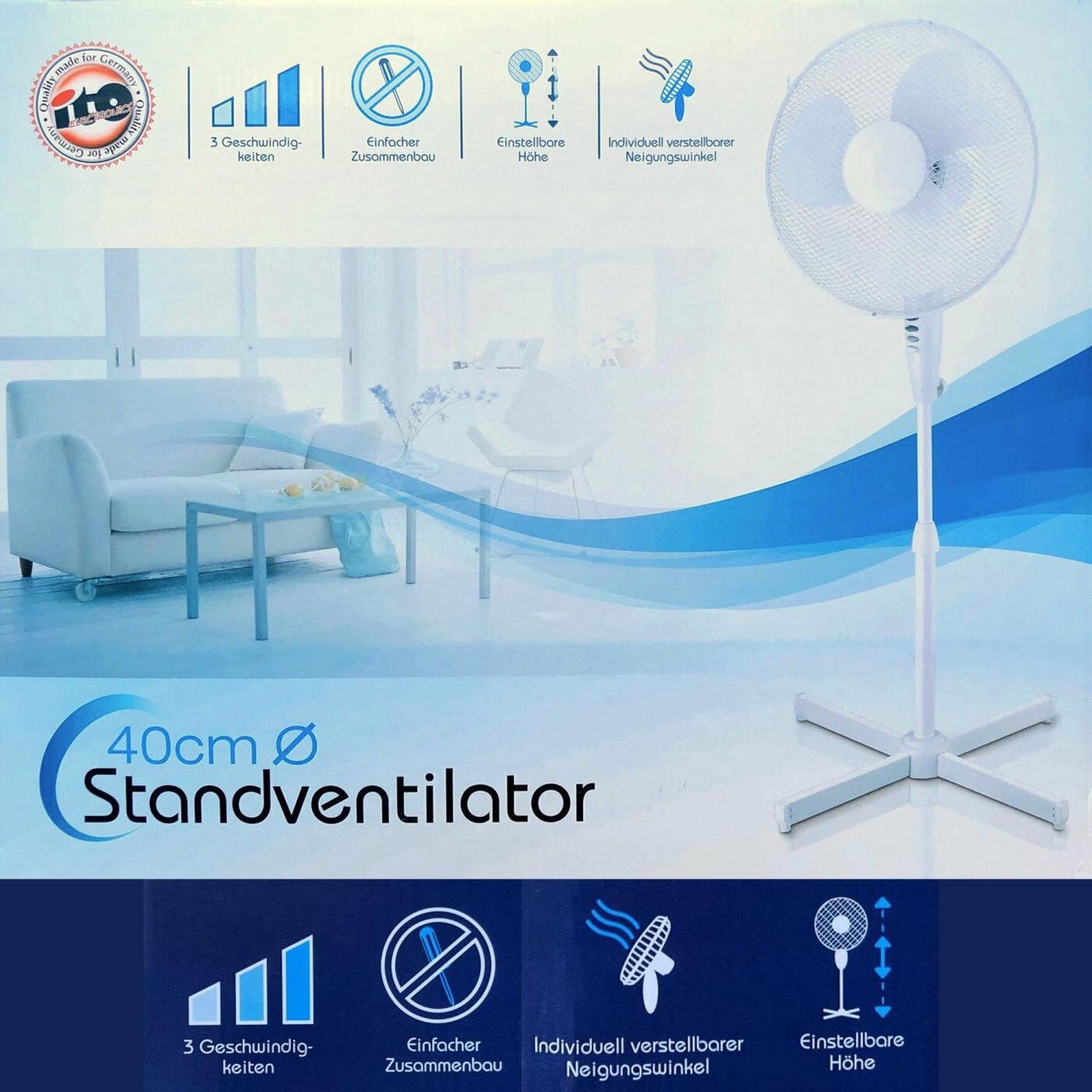 Ito WLSF-4043: 40cm Stand Oscillating Ventilator