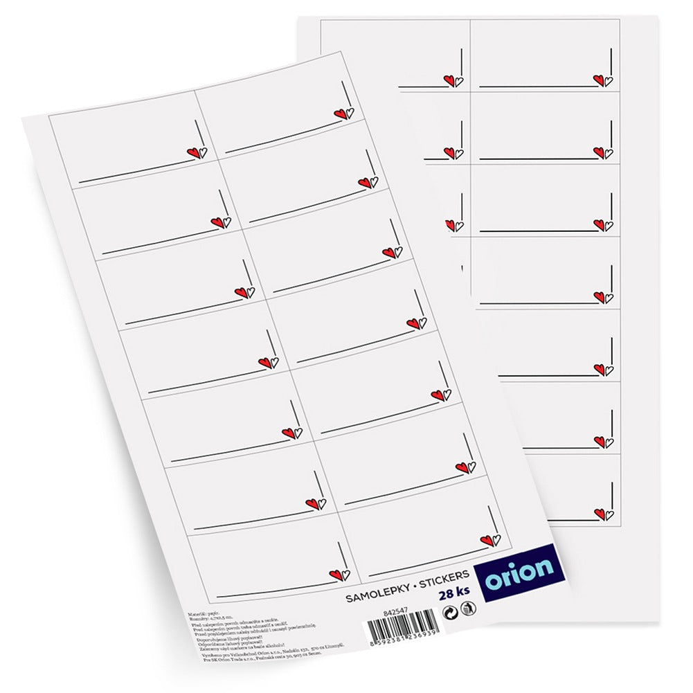 Jar Labels, Heart Shape, 28 Pieces