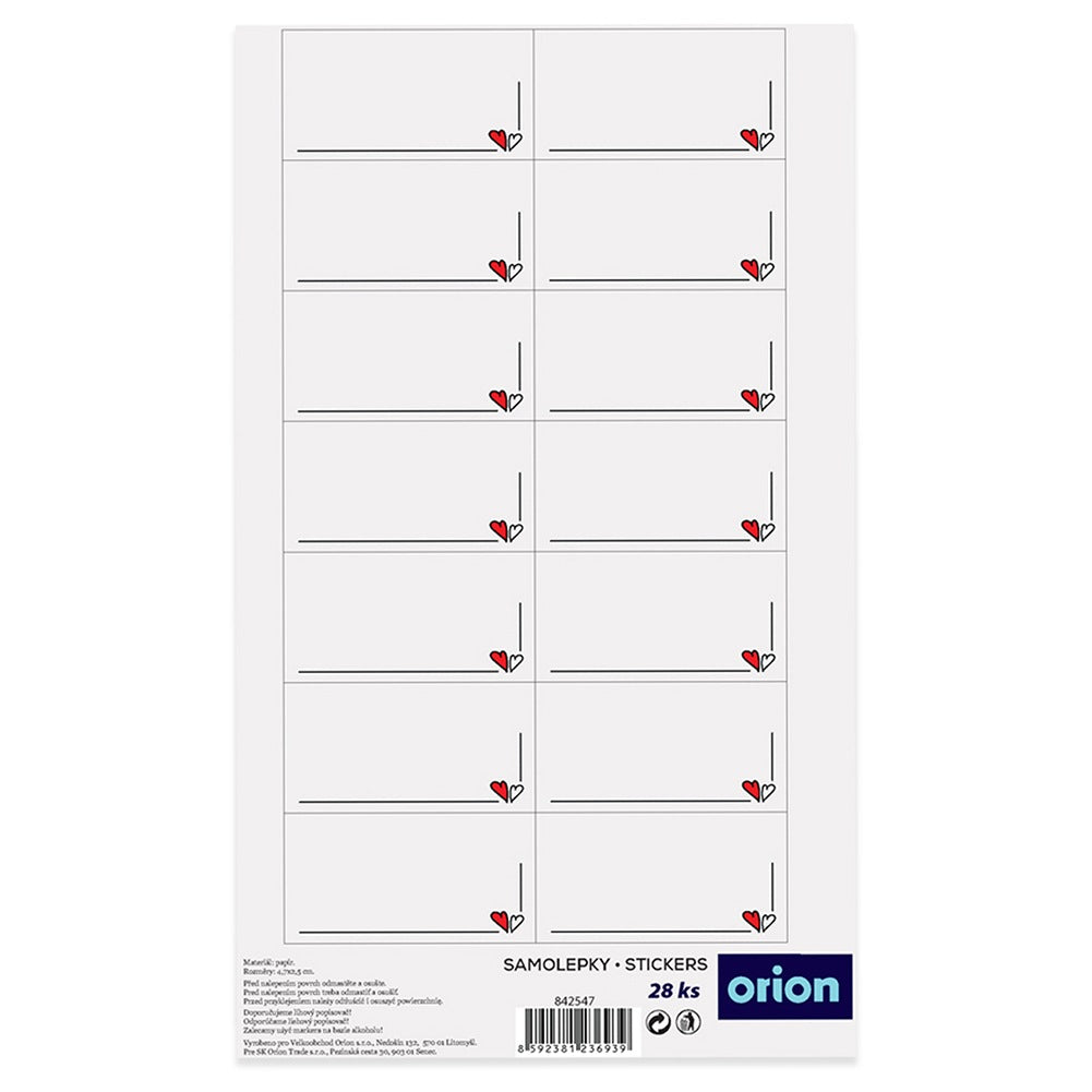 Jar Labels, Heart Shape, 28 Pieces