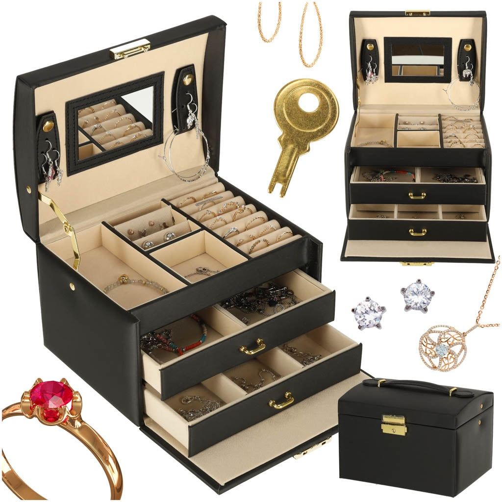 Jewellery box with drawers black
