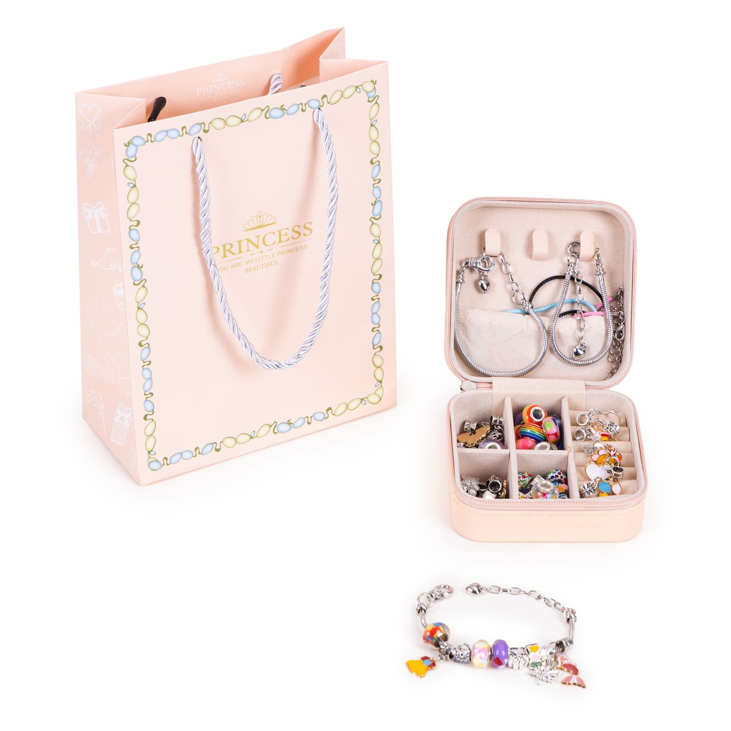 Jewelry Making Kit – 66 Beads, Charms, Organizer & Bag