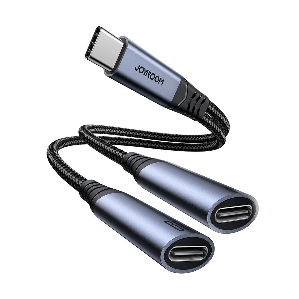 Joyroom 2-in-1 Audio Adapter USB-C to Dual USB-C Cable - Black