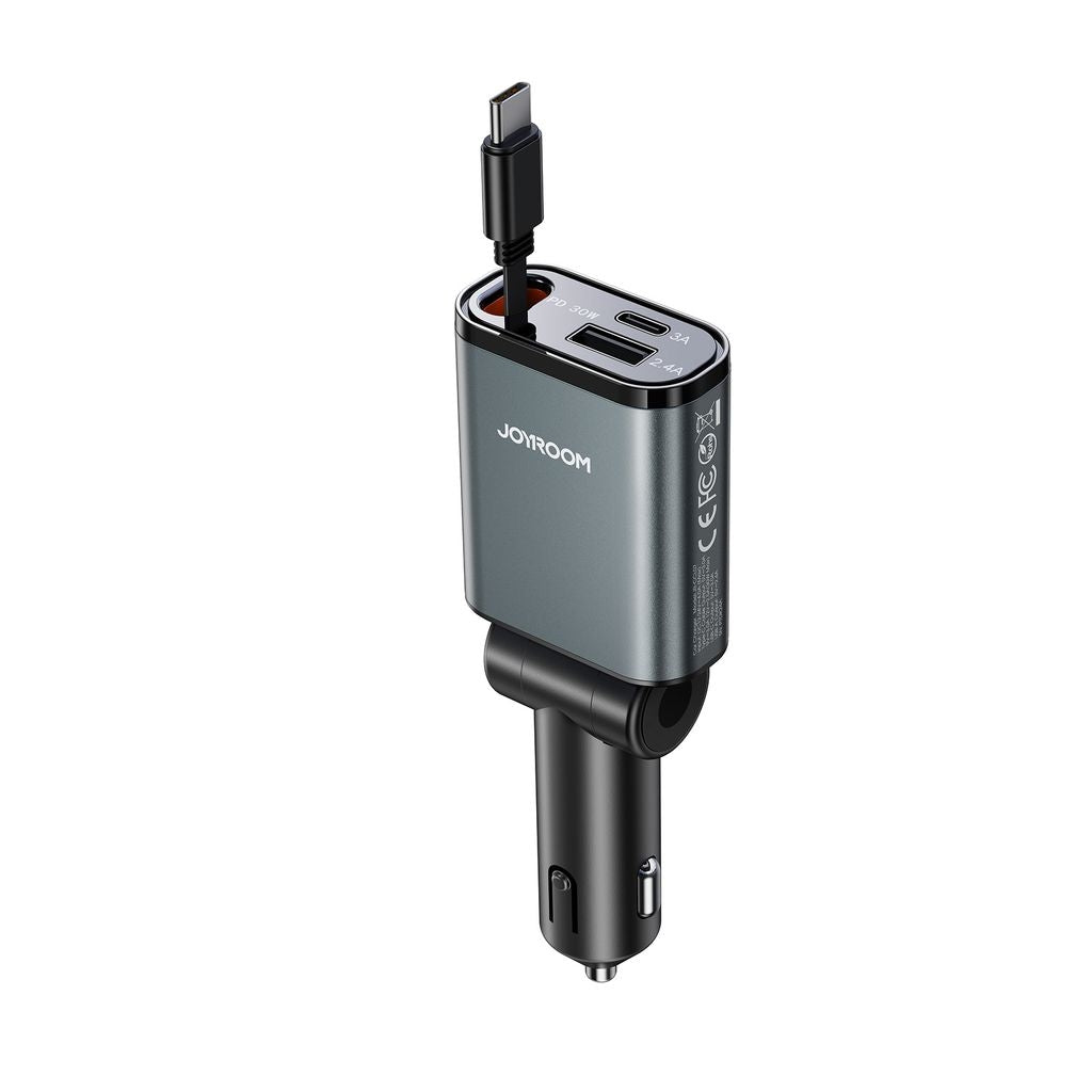 Joyroom 3-in-1 Car Charger 45W with Retractable USB-C Cable