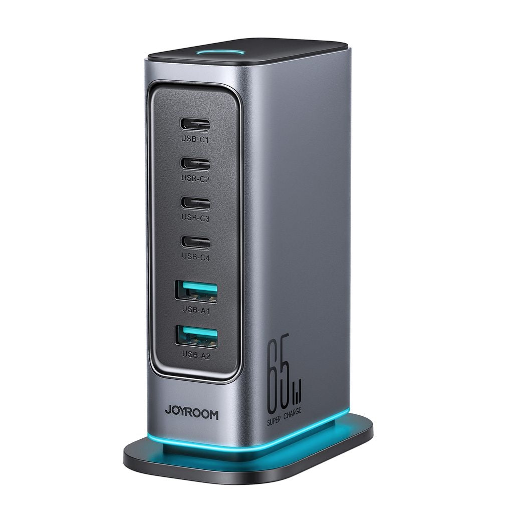 Joyroom 6 in 1 65W GaN Multi USB Charger 4 USB-C & 2 USB-A