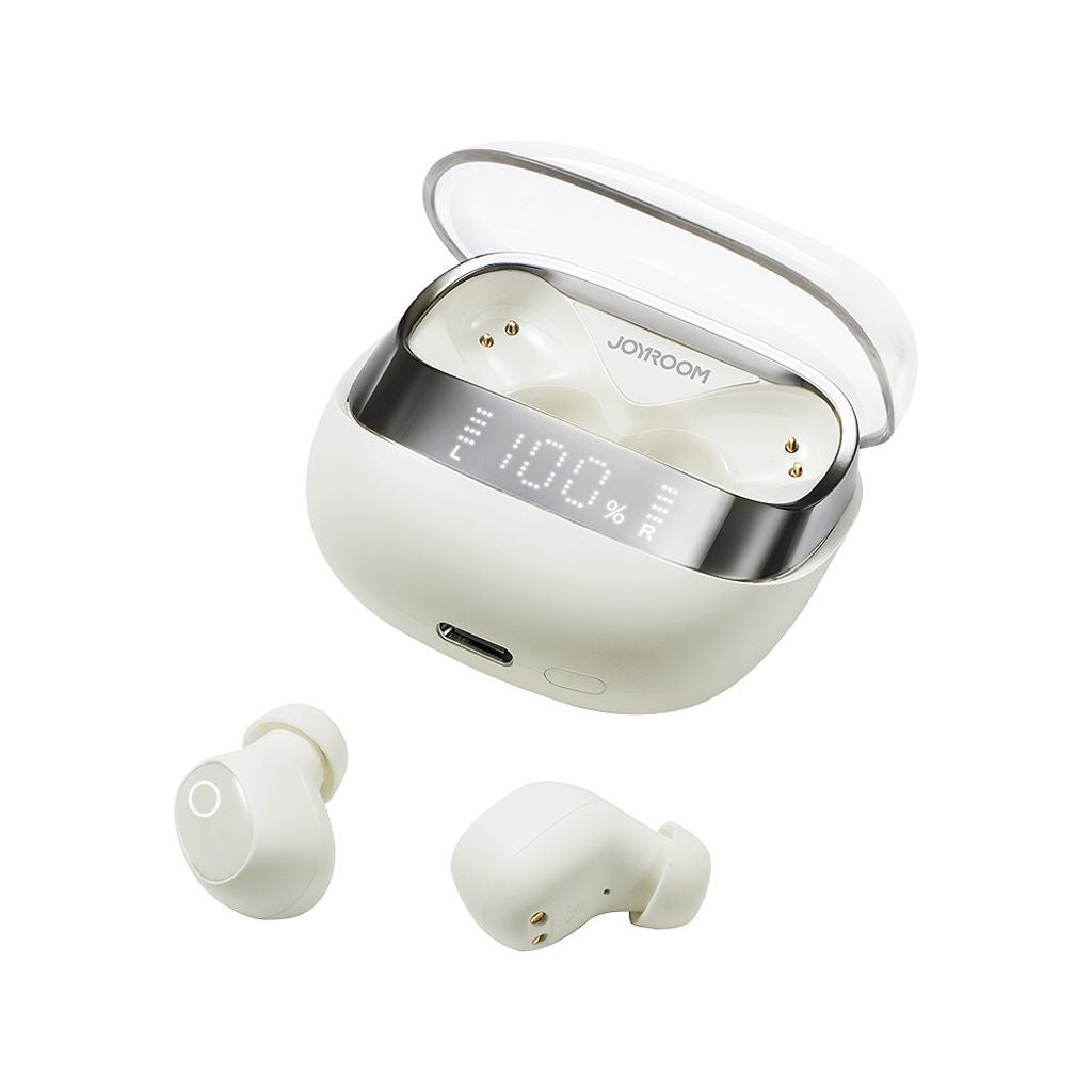 Joyroom Earbuds Wireless headphones with screen, Bluetooth 5.3 - White