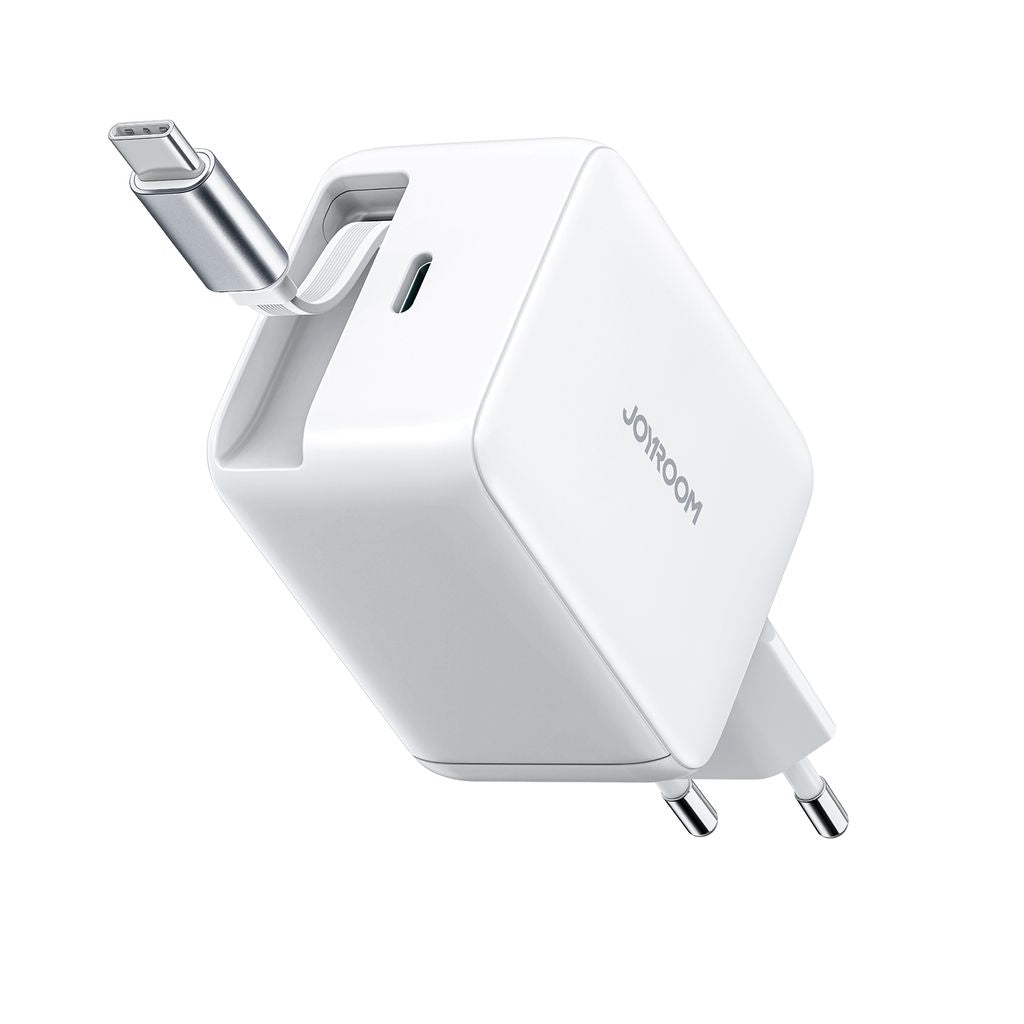 Joyroom GaN USB-C Charger with Retractable Cable 67W - White