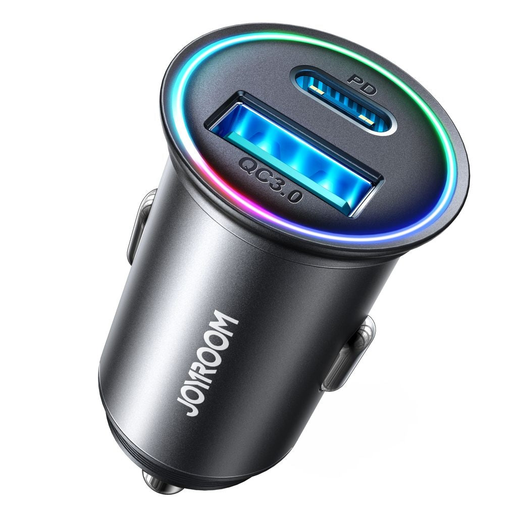 Joyroom Mini Metal Car Charger 60W, USB-C, USB-A