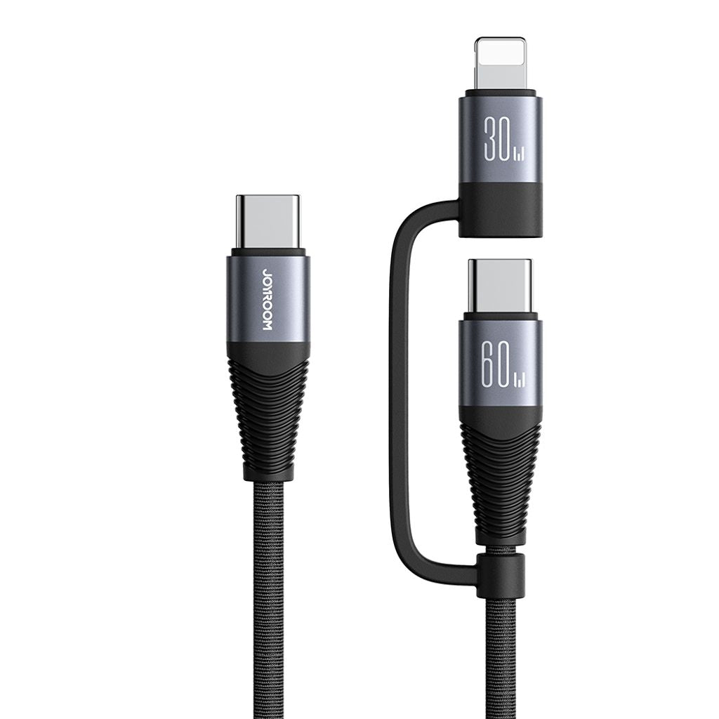 Joyroom Multi-Function Series 2-in-1 Fast Charging Cable, USB-C to USB-C & Lightning 60W, 1.2m - Black