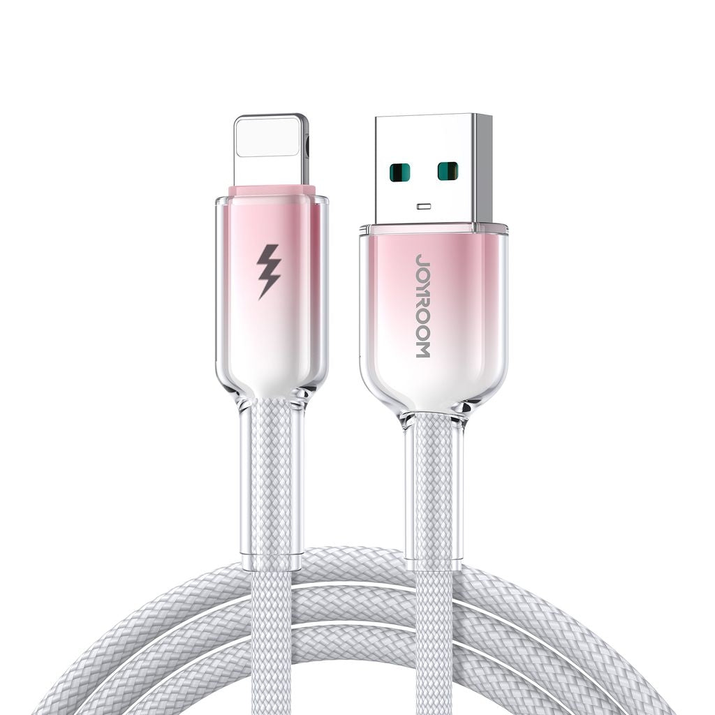 Joyroom USB-A to Lightning Cable Fast Charging 3A, 1.2m - White/Pink