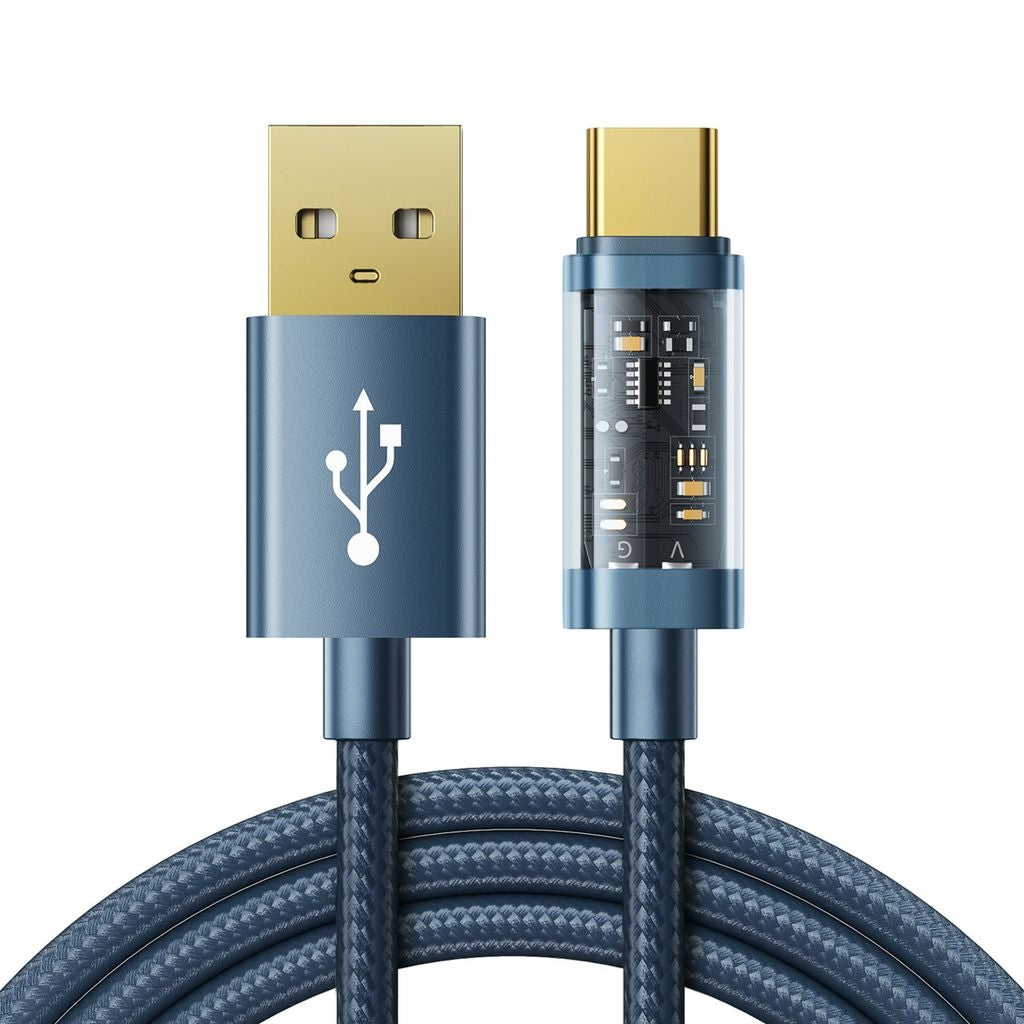 Joyroom USB-A to USB-C fast charging cable, 3A, 1.2 m - blue