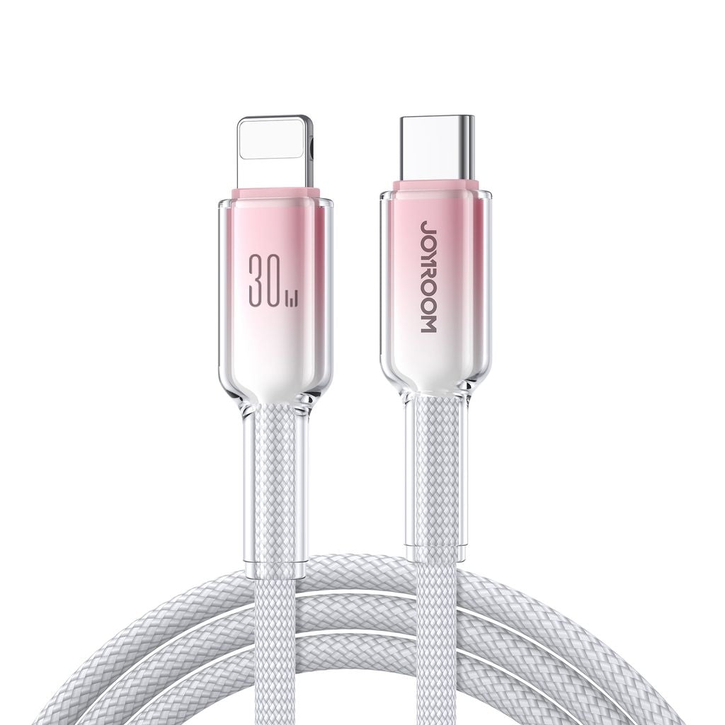 Joyroom USB-C to Lightning Cable Fast Charging 30W, 1.2m - White/Pink