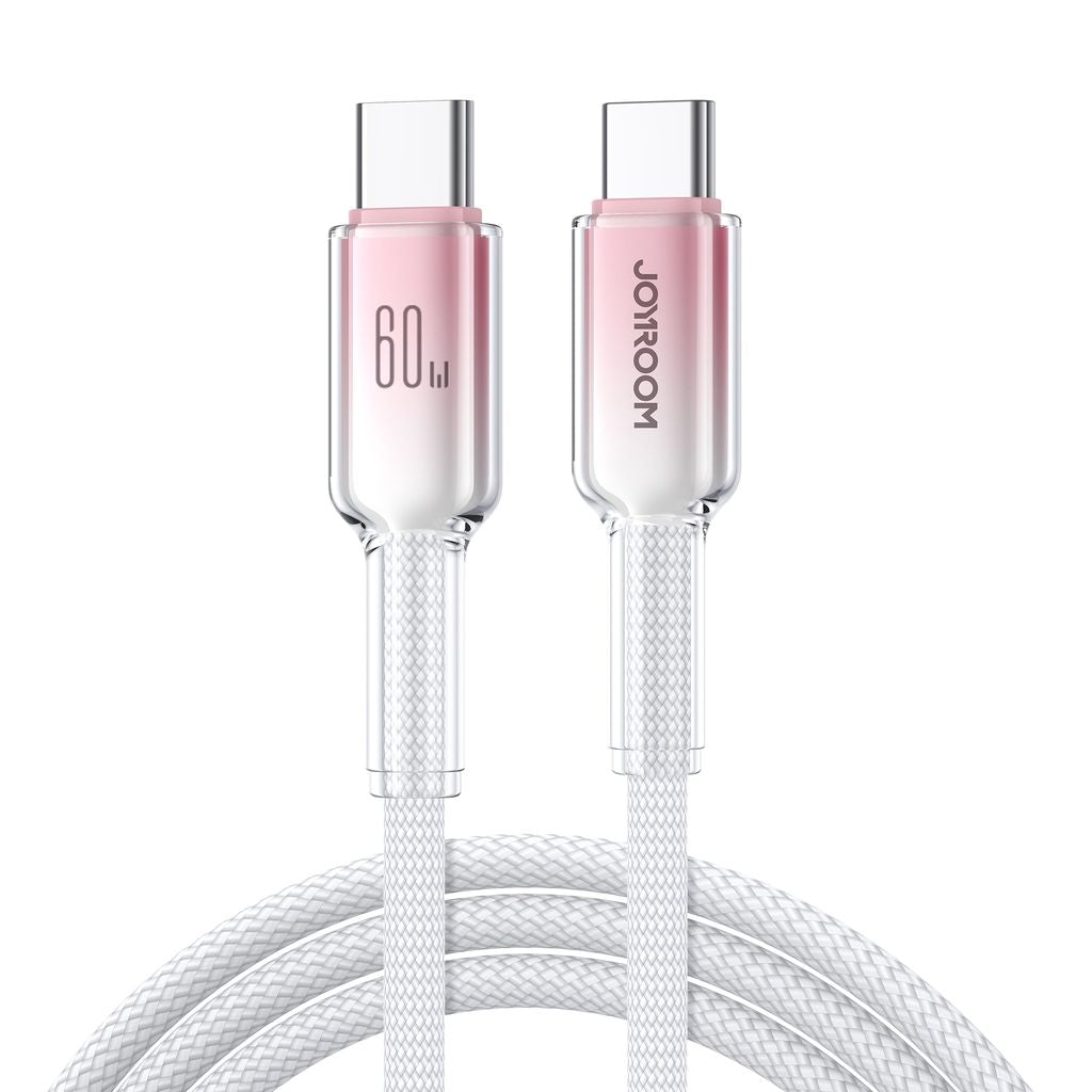 Joyroom USB-C to USB-C Cable Fast Charging 60W, 1.2m - White/Pink