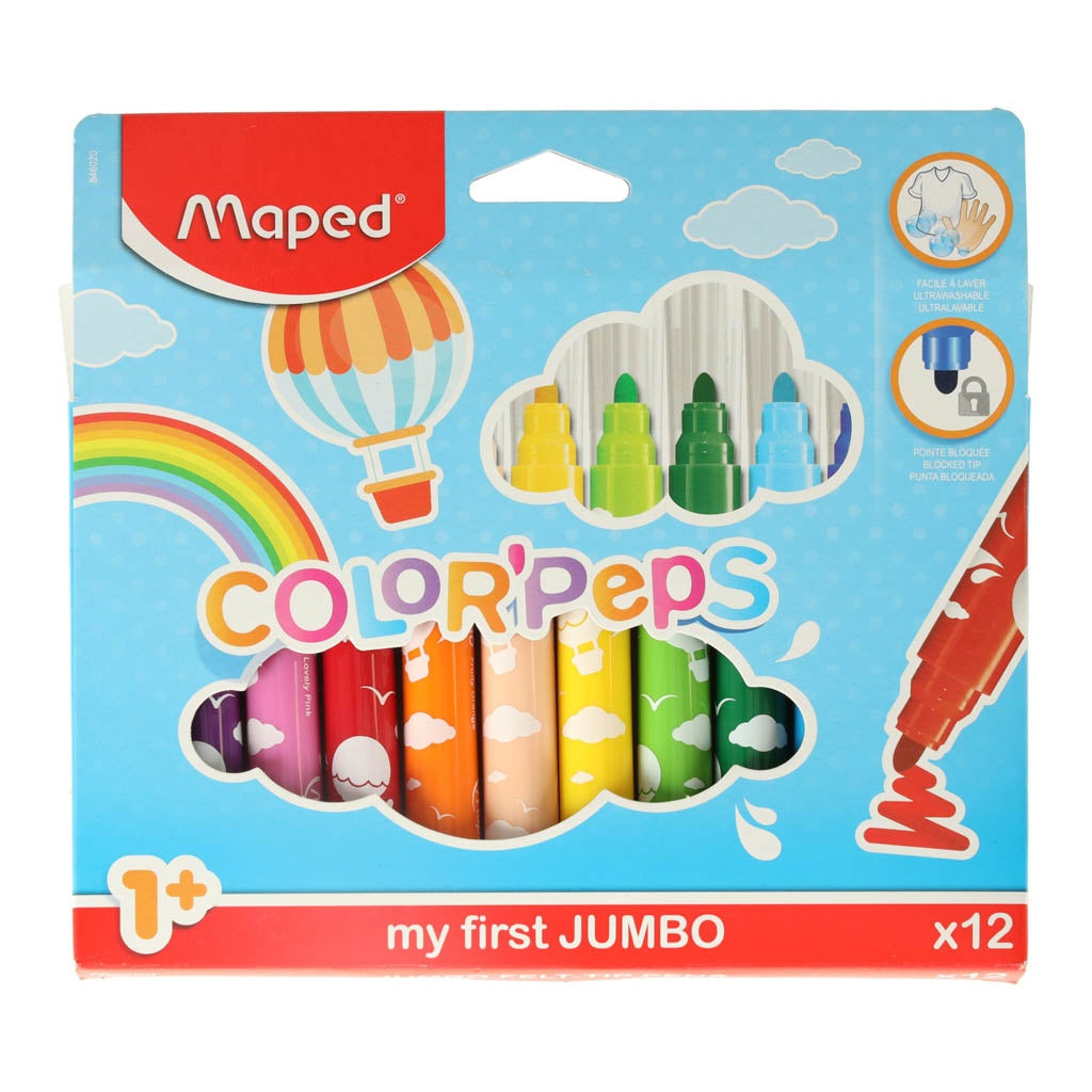 Jumbo Color hinged box markers 12pcs