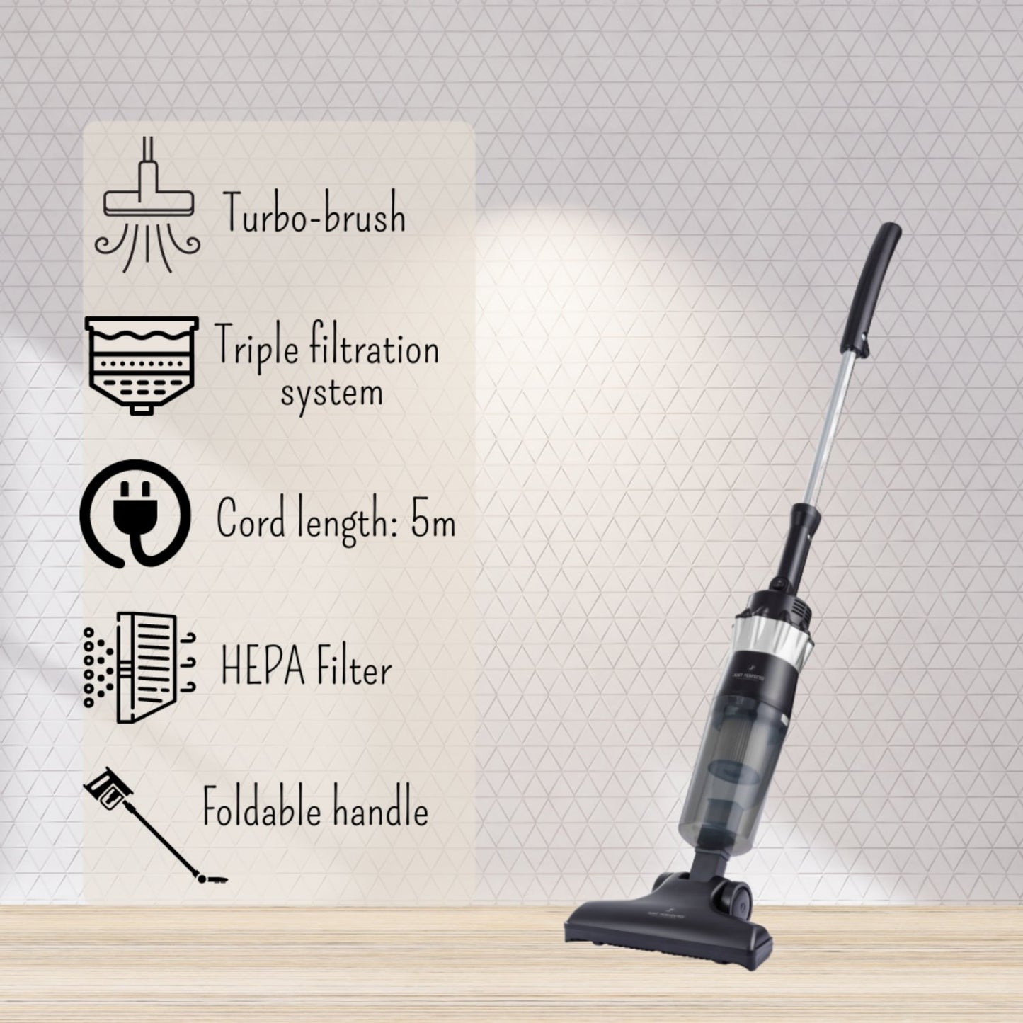 Just Perfecto JL-16: 600W 3-in-1 Stick Vacuum Cleaner - Black