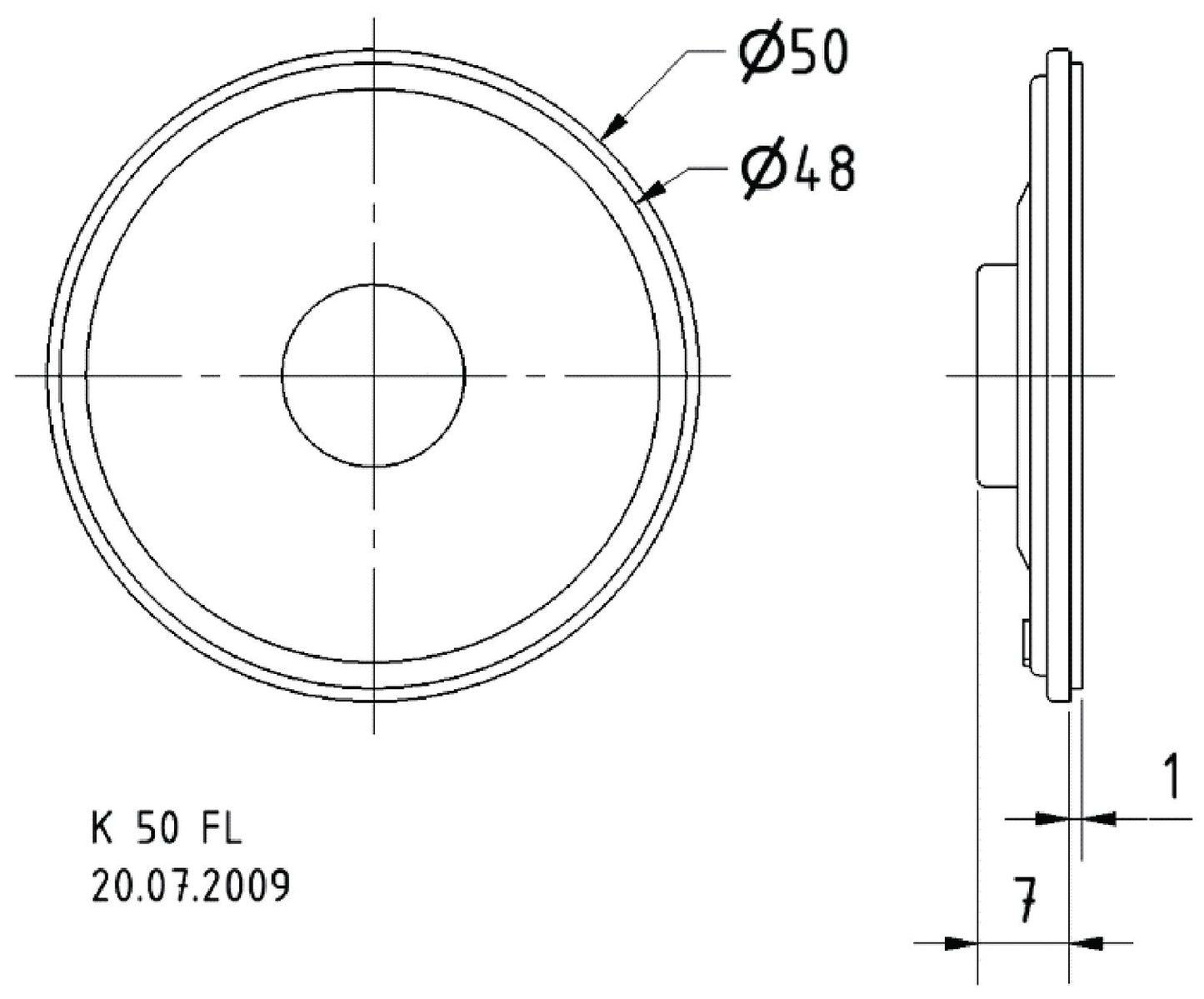 K 50 FL - 16 Ohm - 5 cm (2") miniature speaker
