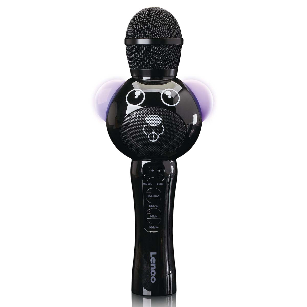 Karaoke Microphone with Bluetooth, SD Slot, LED Lights, Black