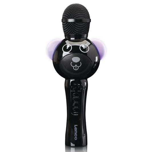 Karaoke Microphone with Bluetooth, SD Slot, LED Lights, Black