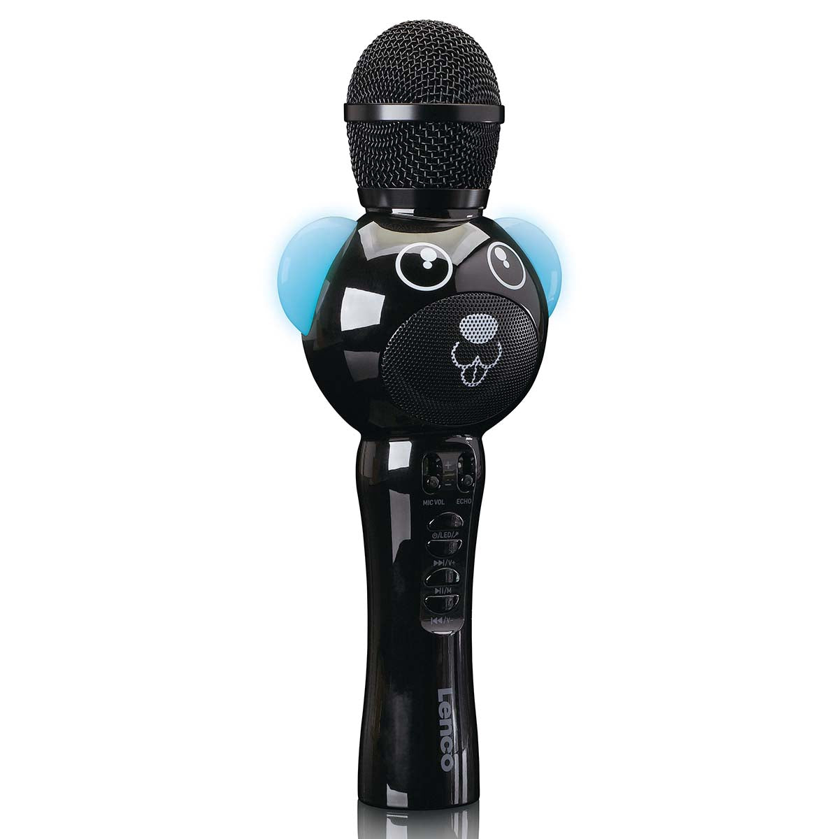 Karaoke Microphone with Bluetooth, SD Slot, LED Lights, Black