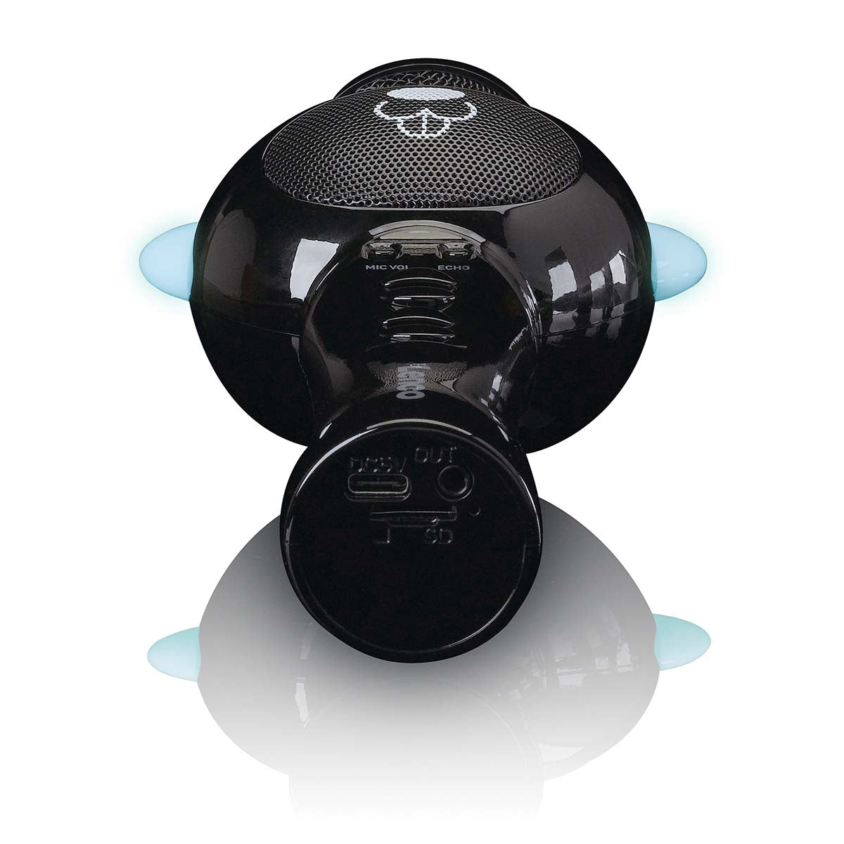 Karaoke Microphone with Bluetooth, SD Slot, LED Lights, Black
