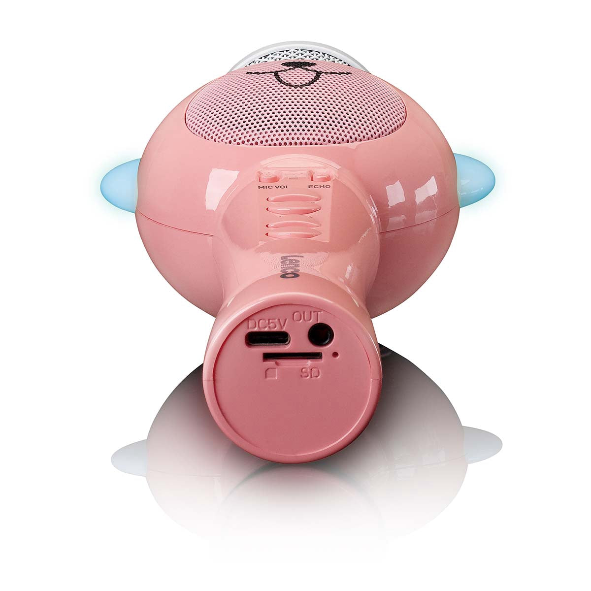 Karaoke Microphone with Bluetooth, SD Slot, LED Lights, Pink