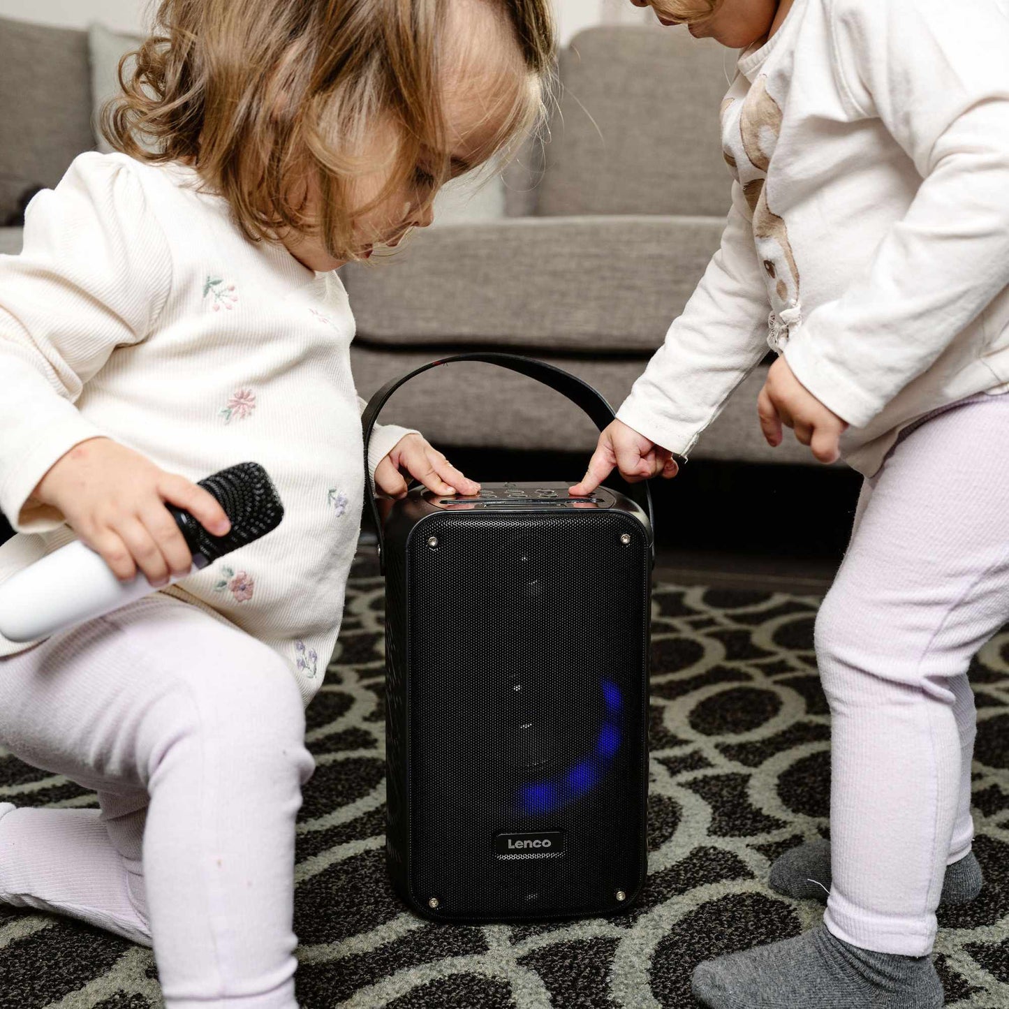 Karaoke System with Bluetooth, LED Lights, Wireless Mic