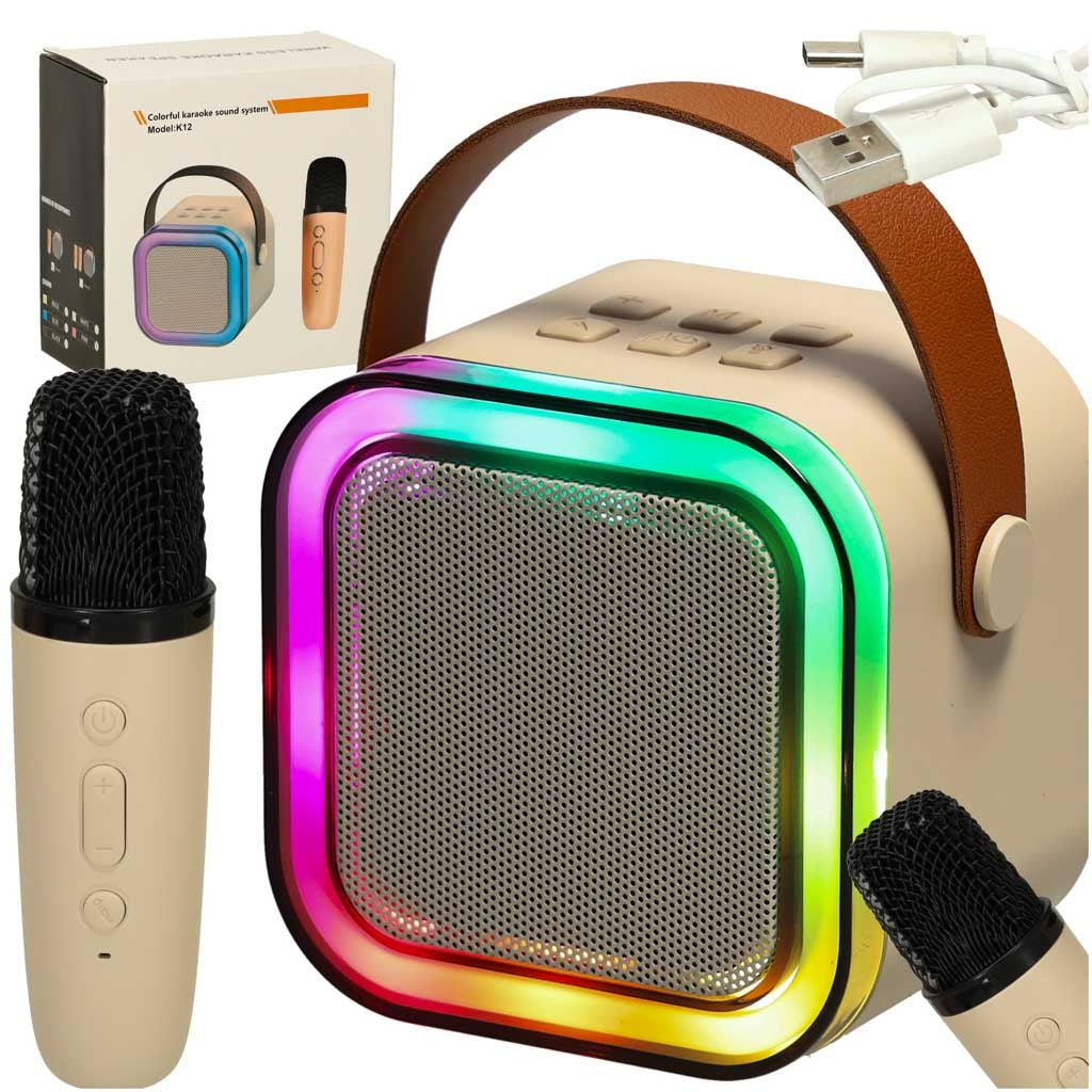 Karaoke speaker with microphone gold