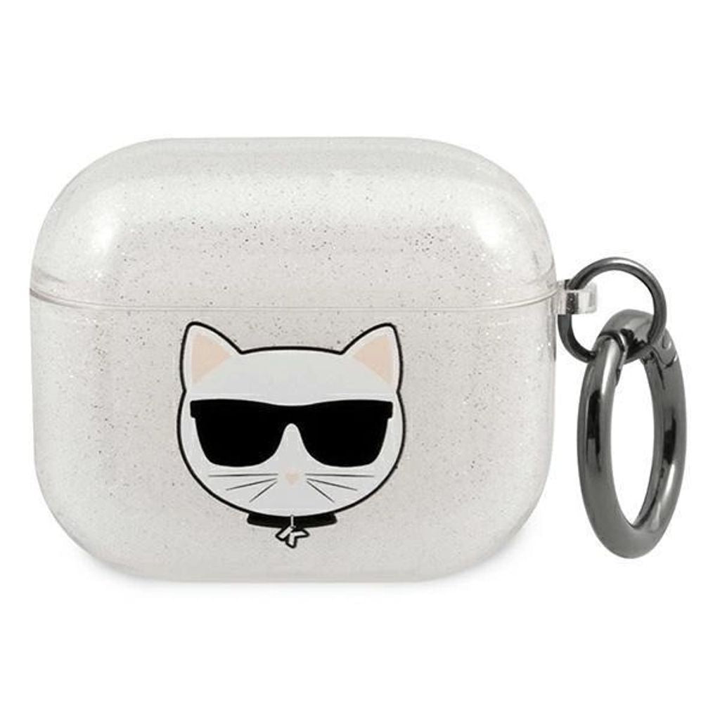 Karl Lagerfeld AirPods 3 silicone case, Glitter Choupette - Silver